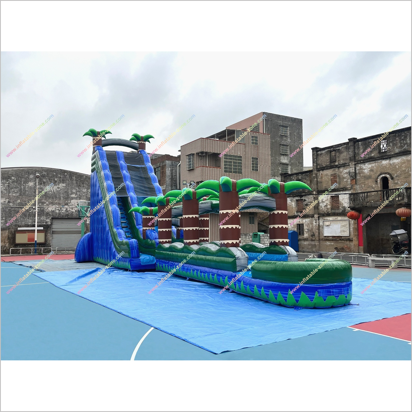 Purchase Inflatable Water Slide Giant Playground Plam Trees Water Slide Slip And Slide Into Pool - Inflatable-Zone