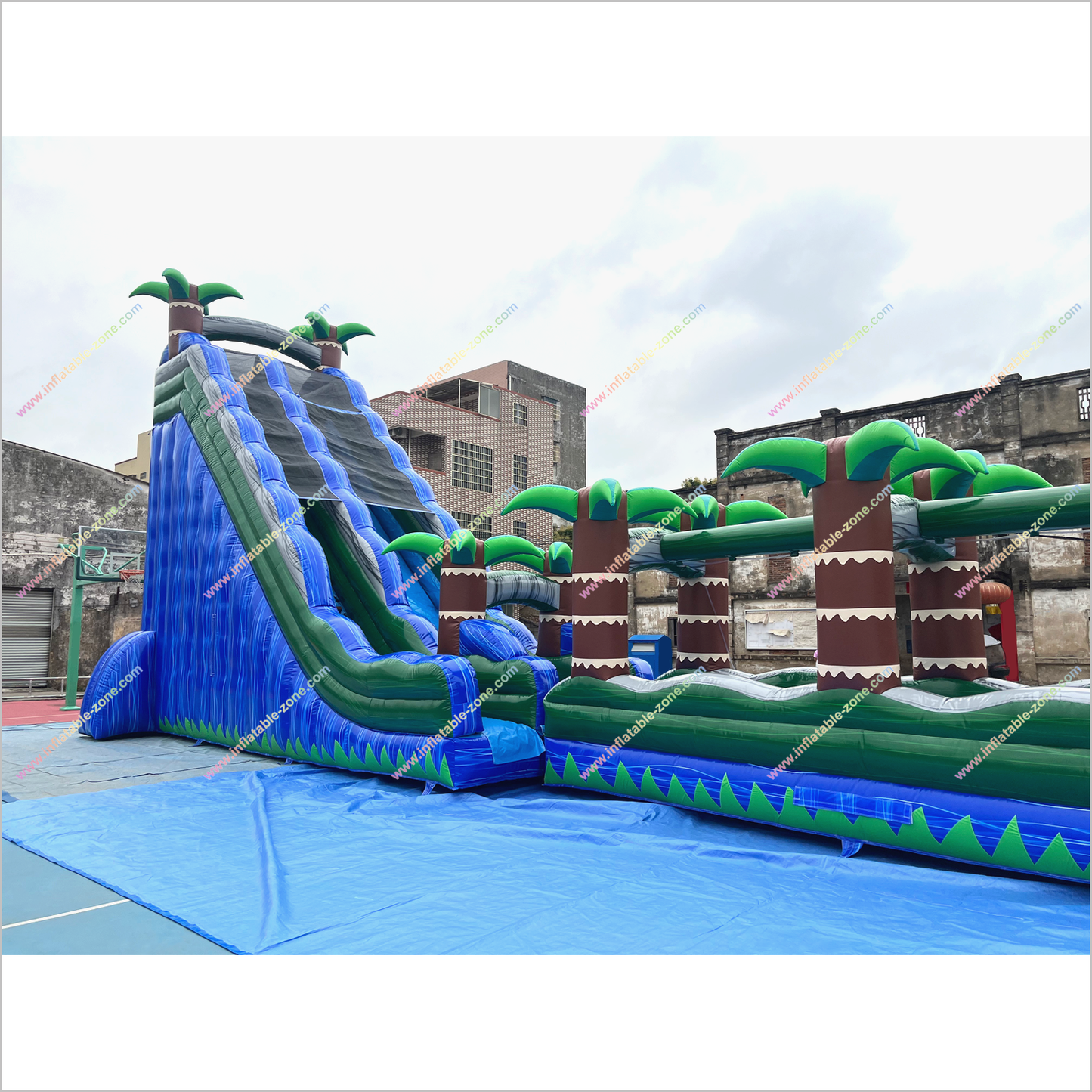 Purchase Inflatable Water Slide Giant Playground Plam Trees Water Slide Slip And Slide Into Pool - Inflatable-Zone