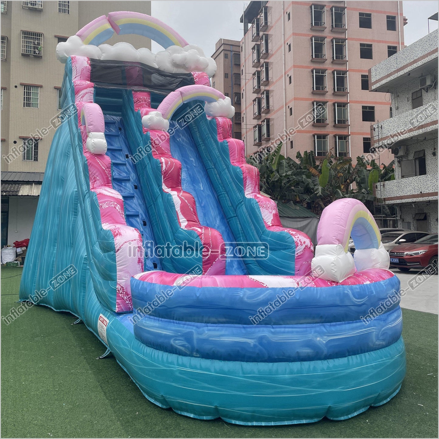 Imperfectly Perfect Rainbow Water Slide Inflatable Bounce Pool Outdoor Waterslide Birthday Party - Inflatable-Zone