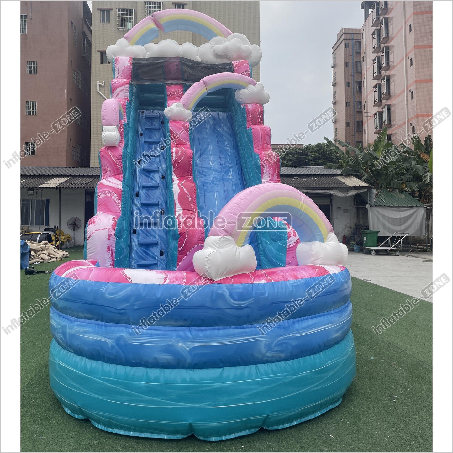 Imperfectly Perfect Rainbow Water Slide Inflatable Bounce Pool Outdoor Waterslide Birthday Party - Inflatable-Zone