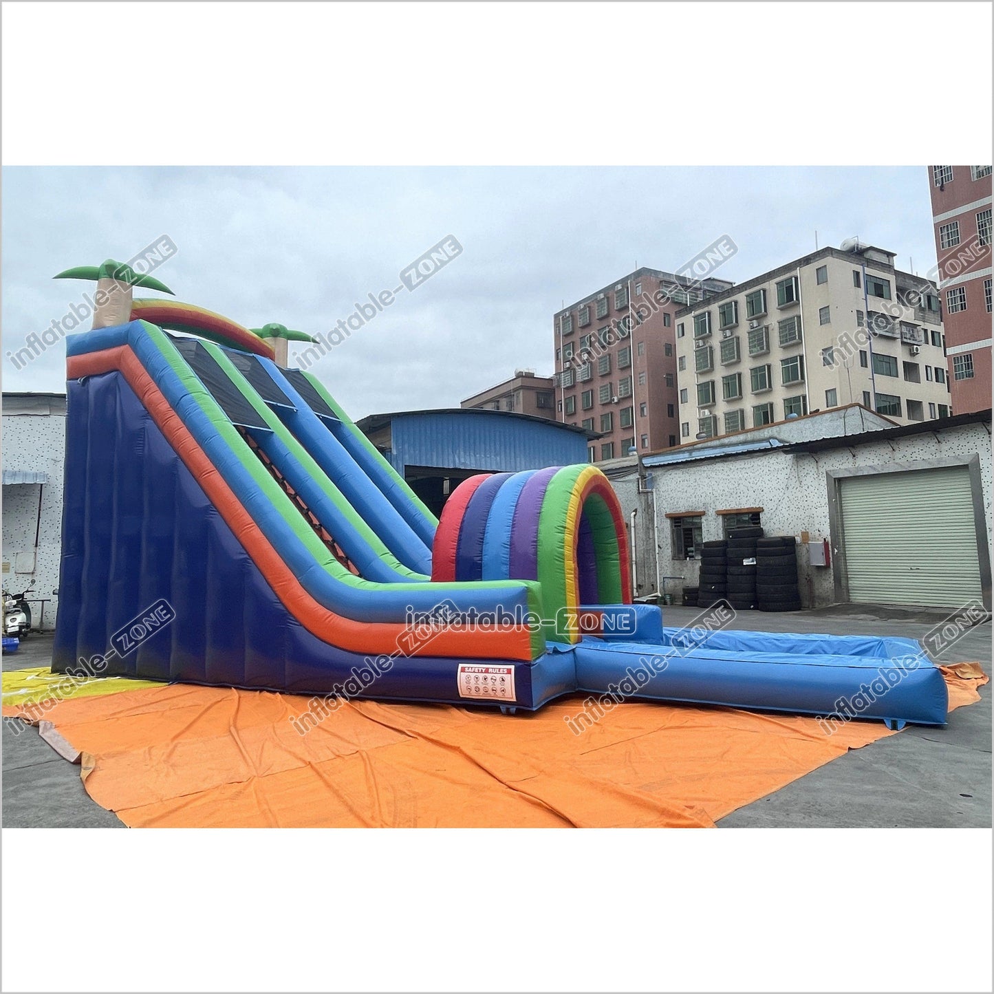Rainbow Double Splash Water Slides Funny Inflatable Jumping Castle Large Backyard Waterslide For Pool - Inflatable-Zone