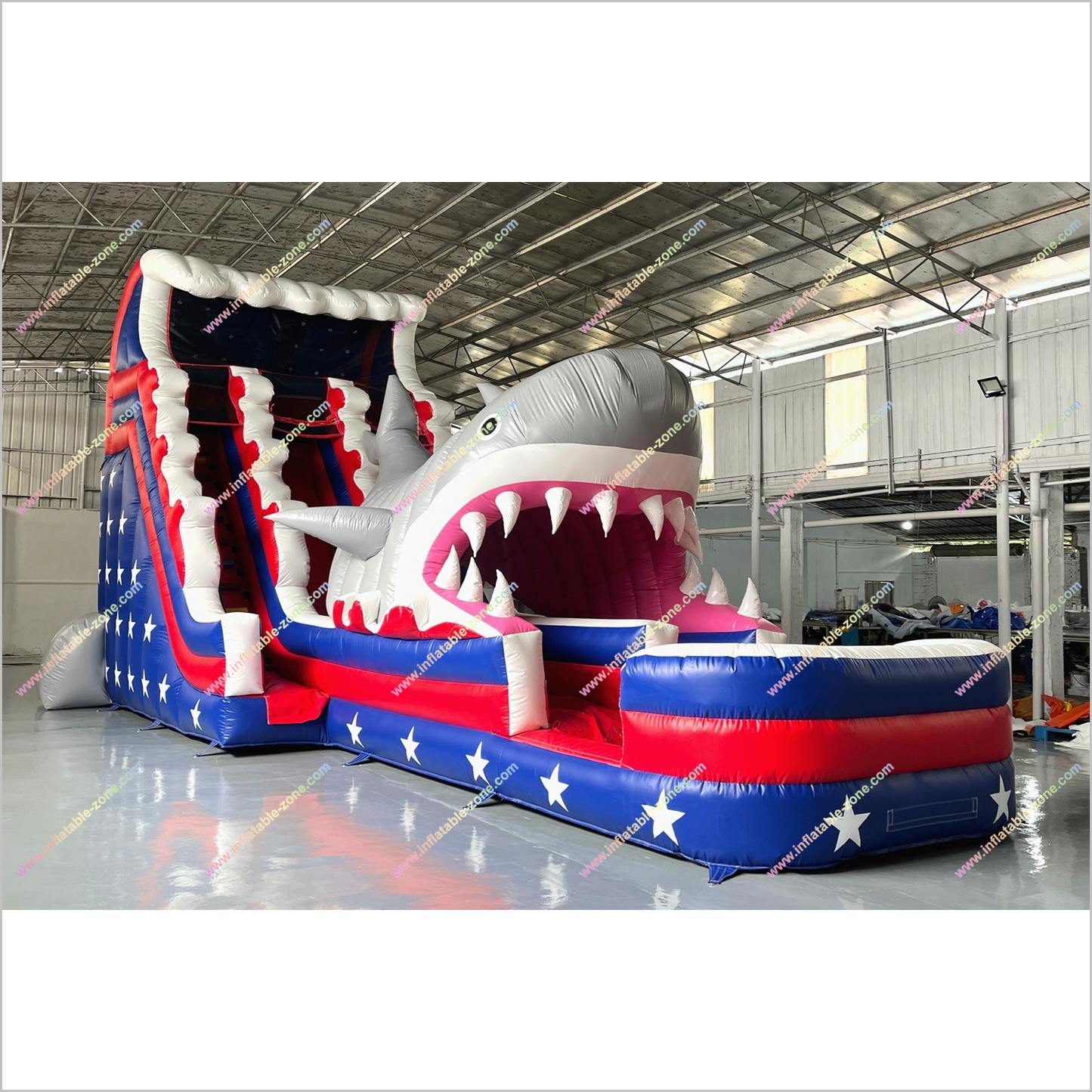 Shark Inflatable Water Slide Large Slip N Slide American Flag And Stars Inflatable Water Slides For Pools