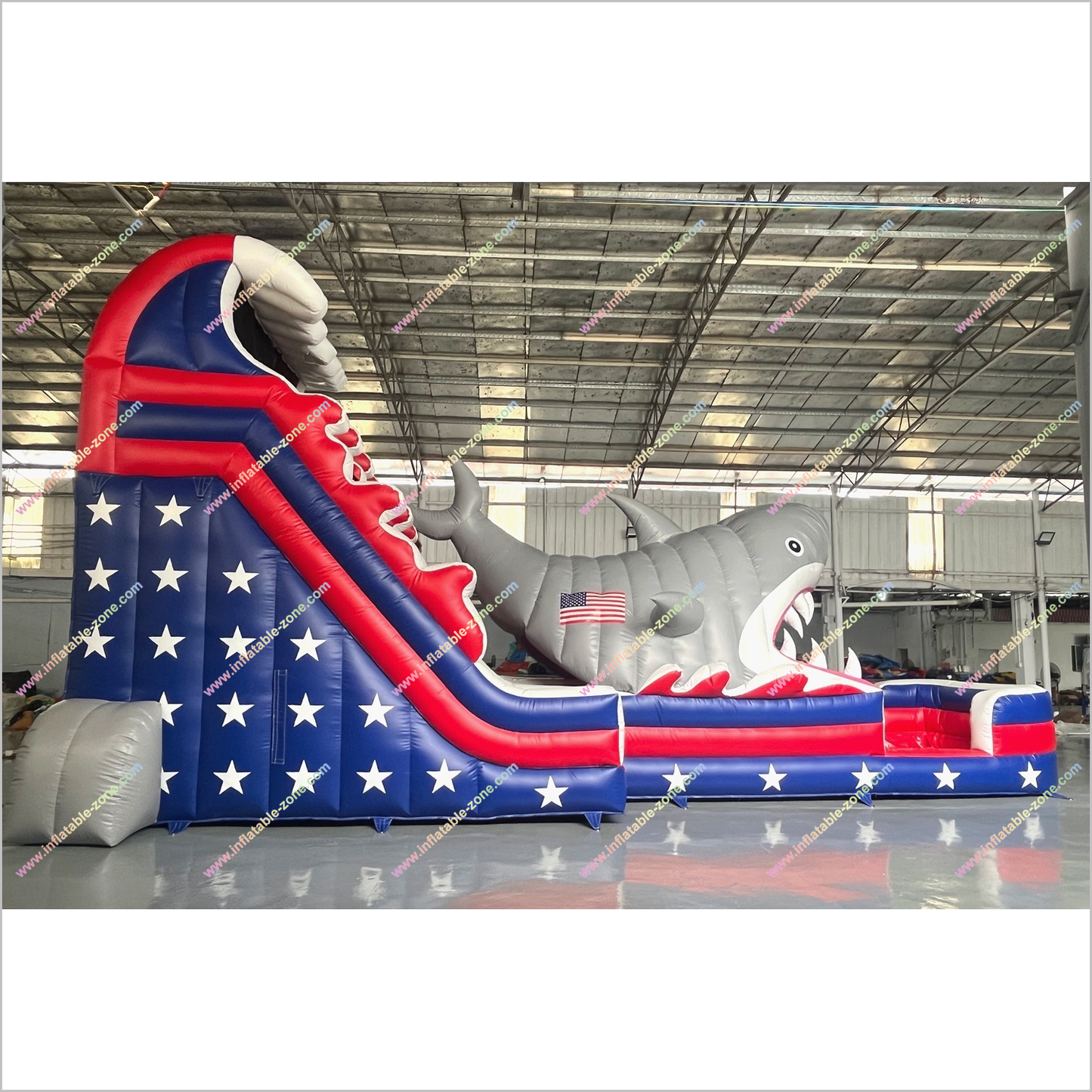 Shark Inflatable Water Slide Large Slip N Slide American Flag And Stars Inflatable Water Slides For Pools