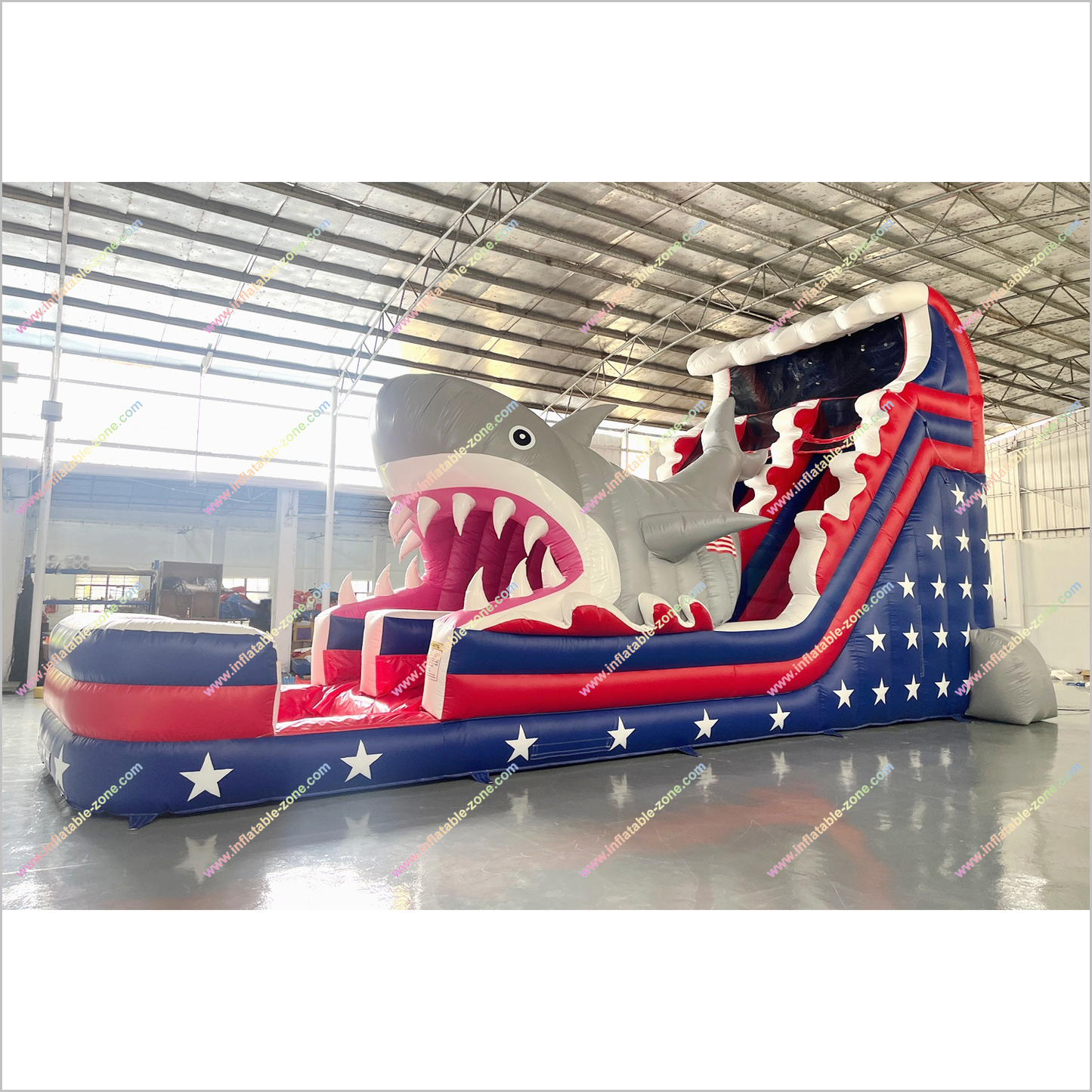 Shark Inflatable Water Slide Large Slip N Slide American Flag And Stars Inflatable Water Slides For Pools
