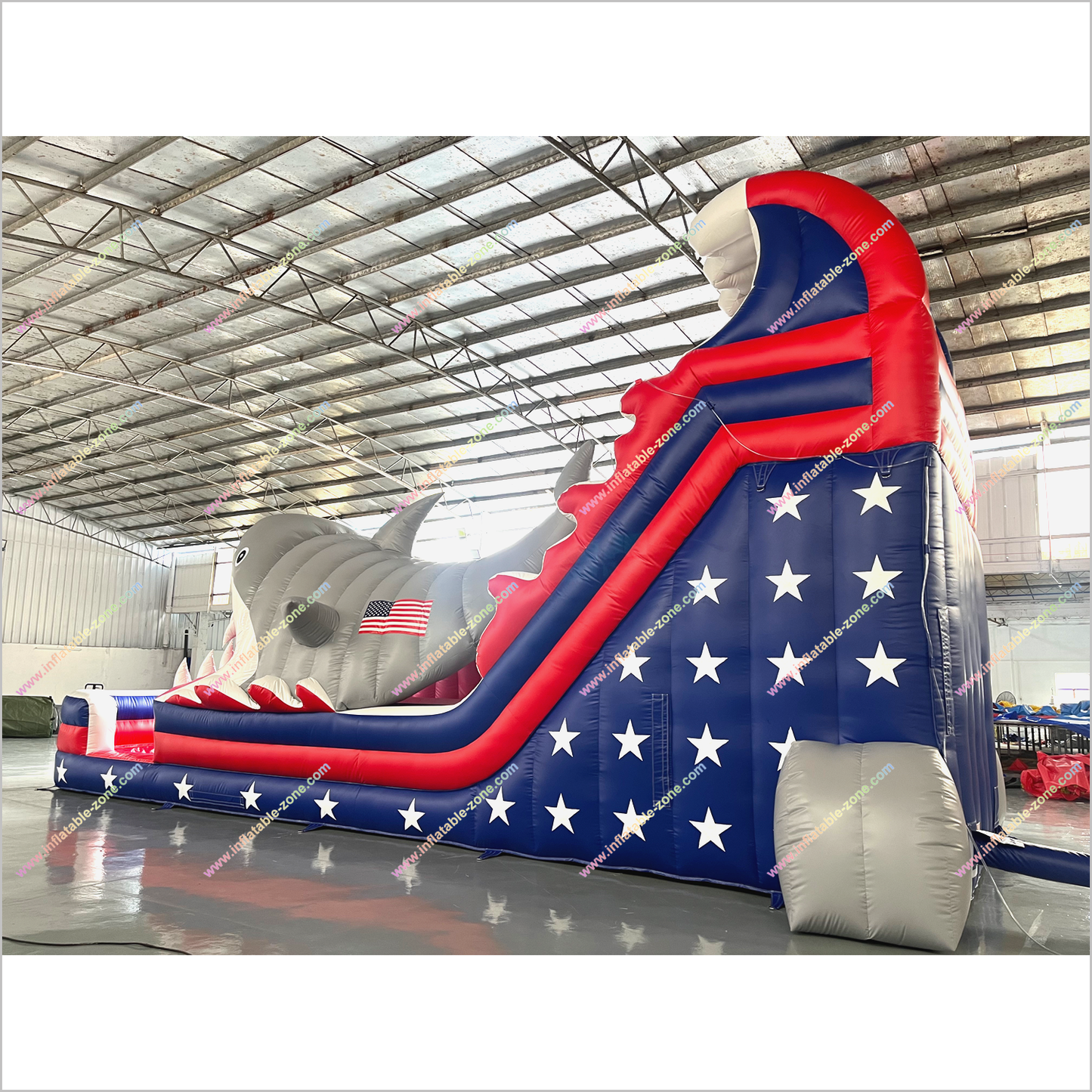 Shark Inflatable Water Slide Large Slip N Slide American Flag And Stars Inflatable Water Slides For Pools