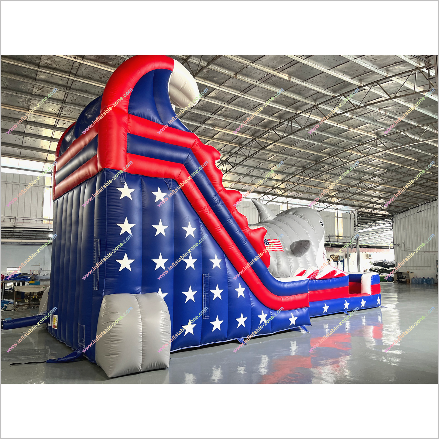 Shark Inflatable Water Slide Large Slip N Slide American Flag And Stars Inflatable Water Slides For Pools