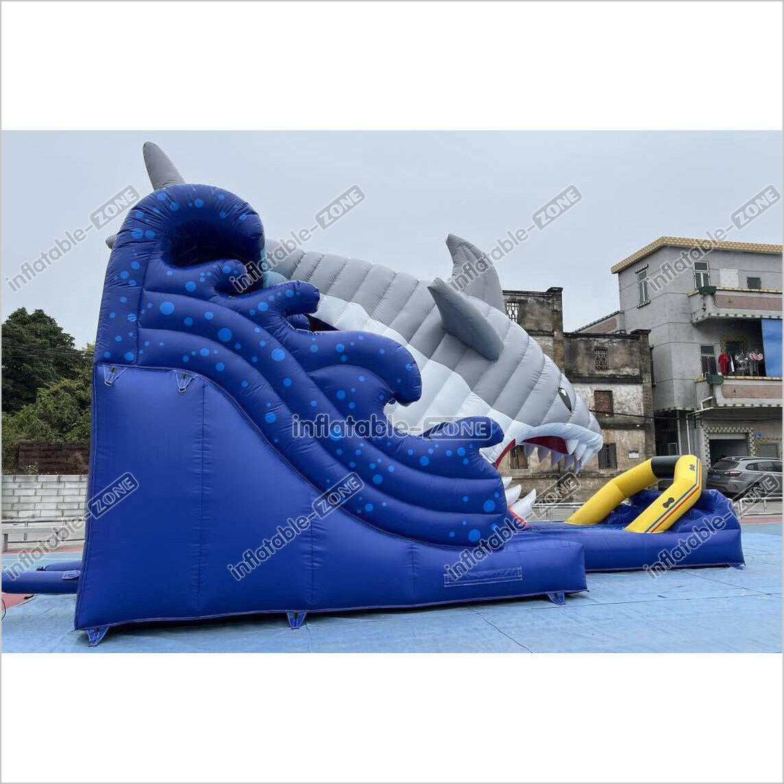 Blow Up Shark Water Slide Commercial Giant Inflatable Waterslide With Pool For Playground - Inflatable-Zone
