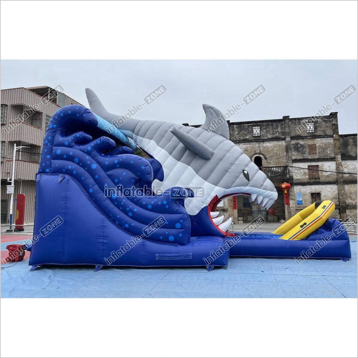Blow Up Shark Water Slide Commercial Giant Inflatable Waterslide With Pool For Playground - Inflatable-Zone
