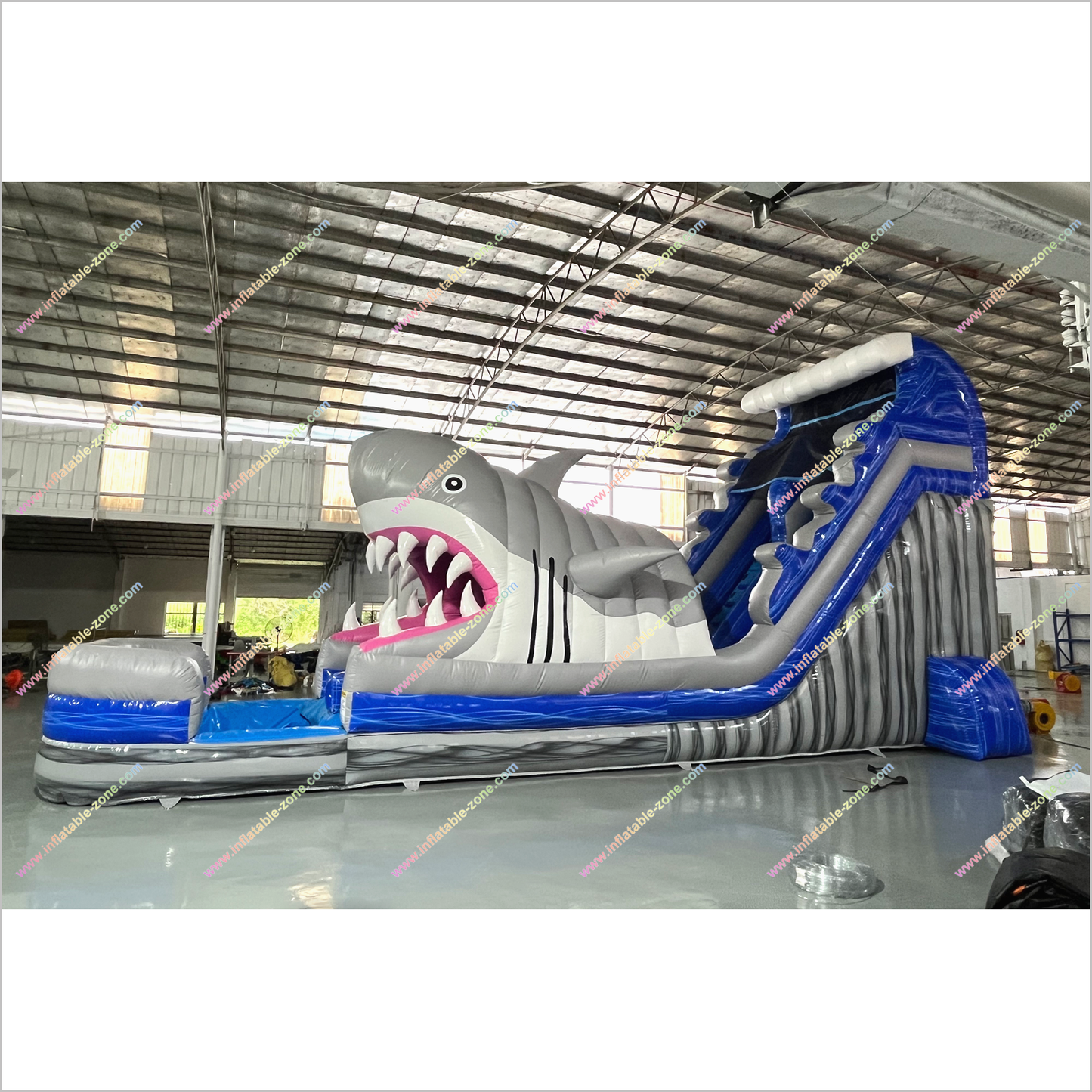Tall Inflatable Water Slide Rental Shark Pool Indoor Soft Play Equipment Shark Slip And Slide Swimming Pool