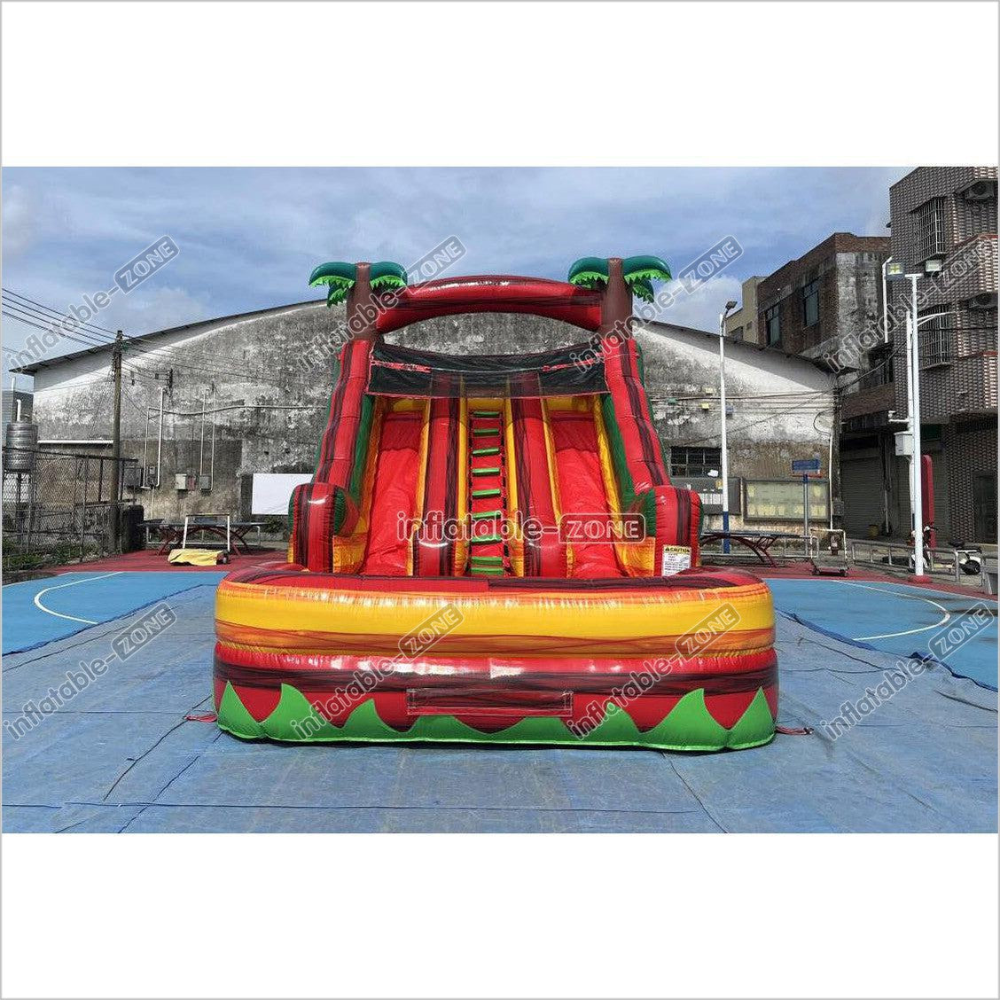 Tropical Dual Lane Water Slide Inflatable Play Center Adult Blow Up Waterslide Inflatable Pool Playground - Inflatable-Zone