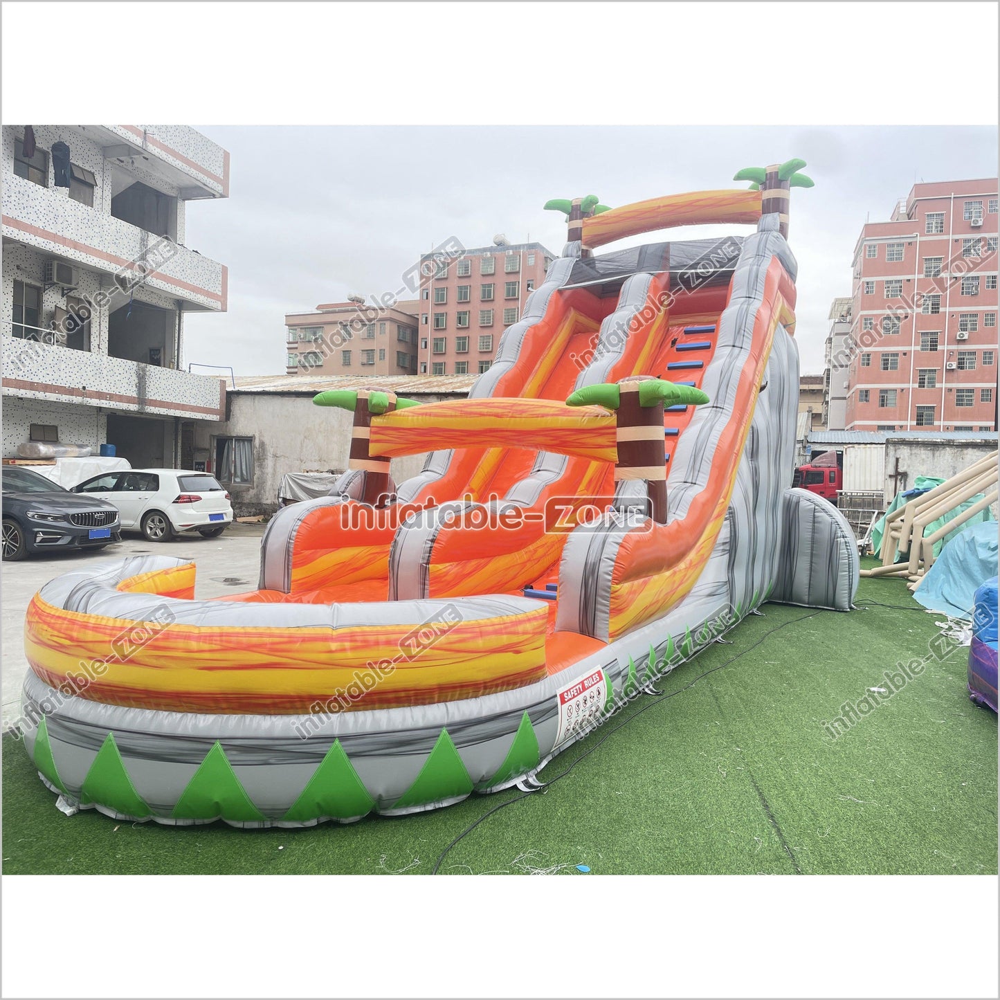 Tropical Inflatable Water Slide With Splash Pool Large Commerical Outdoor Lava Water Slide - Inflatable-Zone