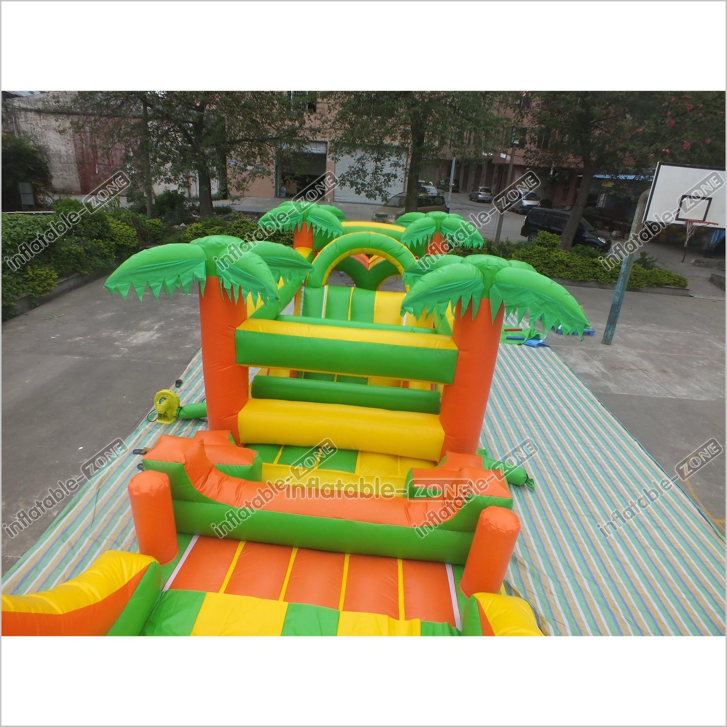 Tropical Obstacle Course Jumper Rental Inflatable Fun Run Assault Course Bouncy Castle For Sale - Inflatable-Zone