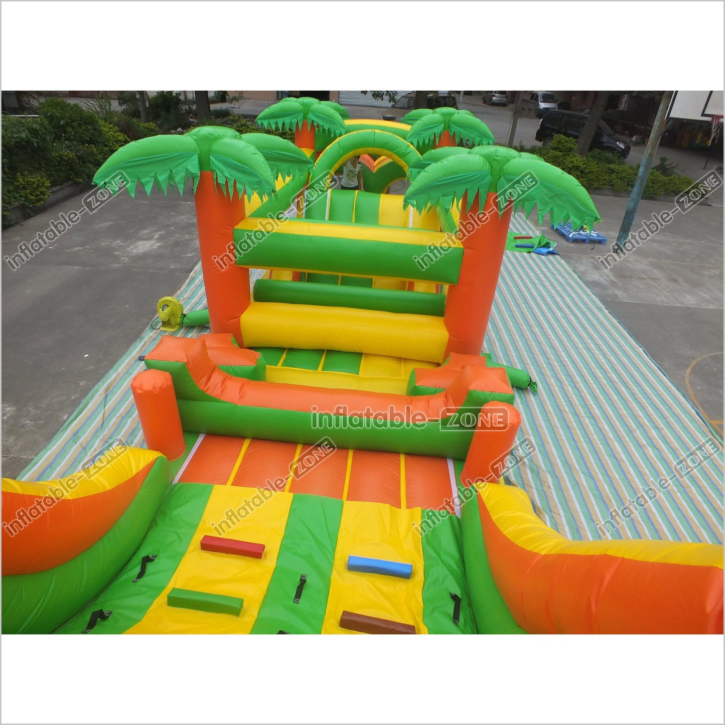 Tropical Obstacle Course Jumper Rental Inflatable Fun Run Assault Course Bouncy Castle For Sale - Inflatable-Zone