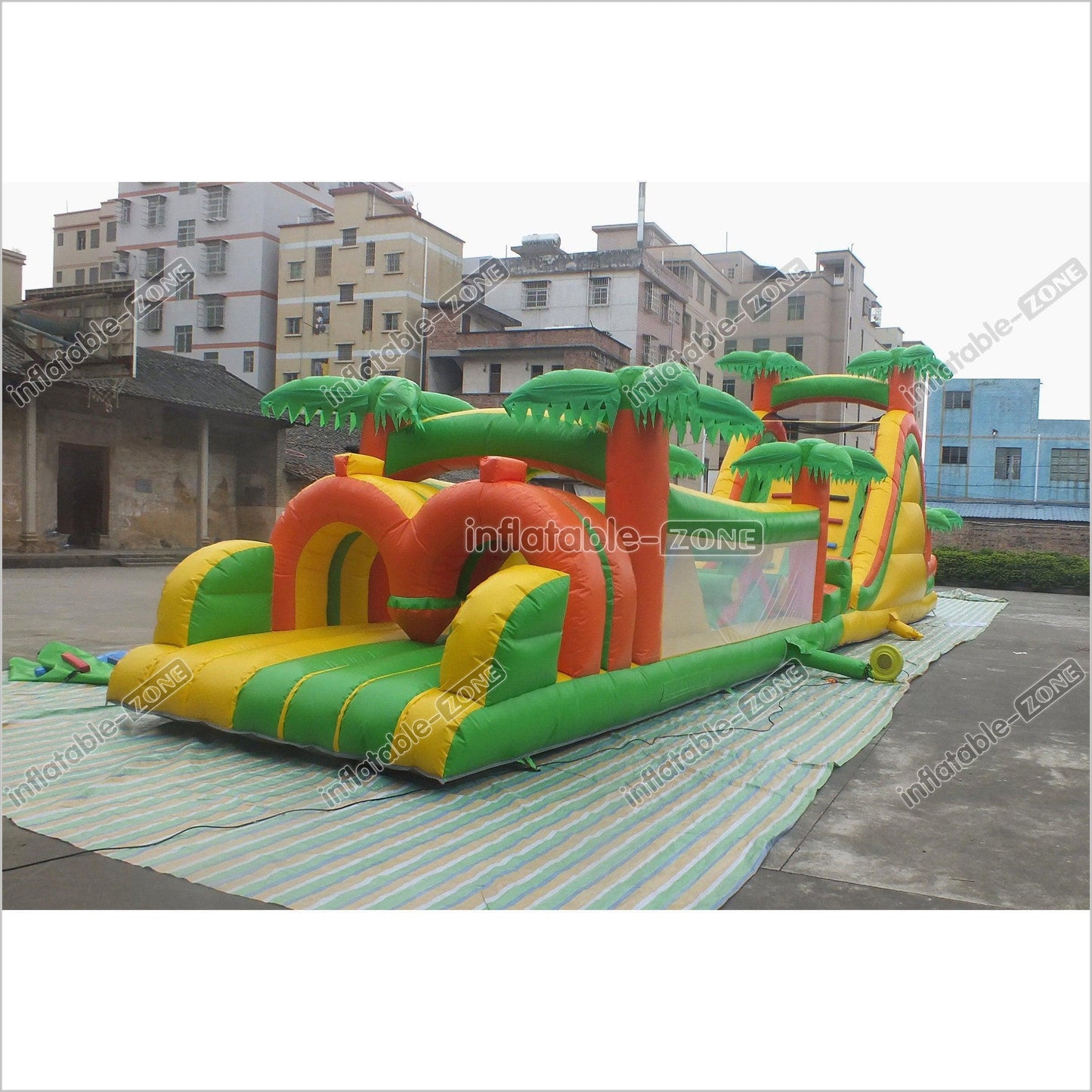 Tropical Obstacle Course Jumper Rental Inflatable Fun Run Assault Course Bouncy Castle For Sale - Inflatable-Zone