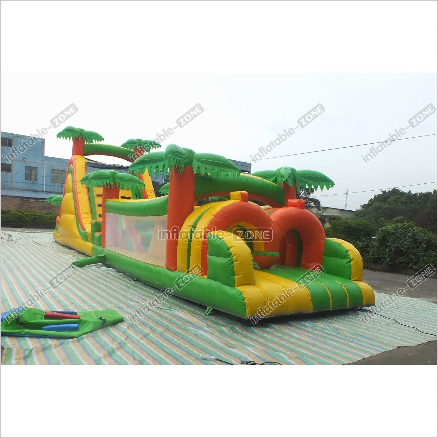 Tropical Obstacle Course Jumper Rental Inflatable Fun Run Assault Course Bouncy Castle For Sale - Inflatable-Zone
