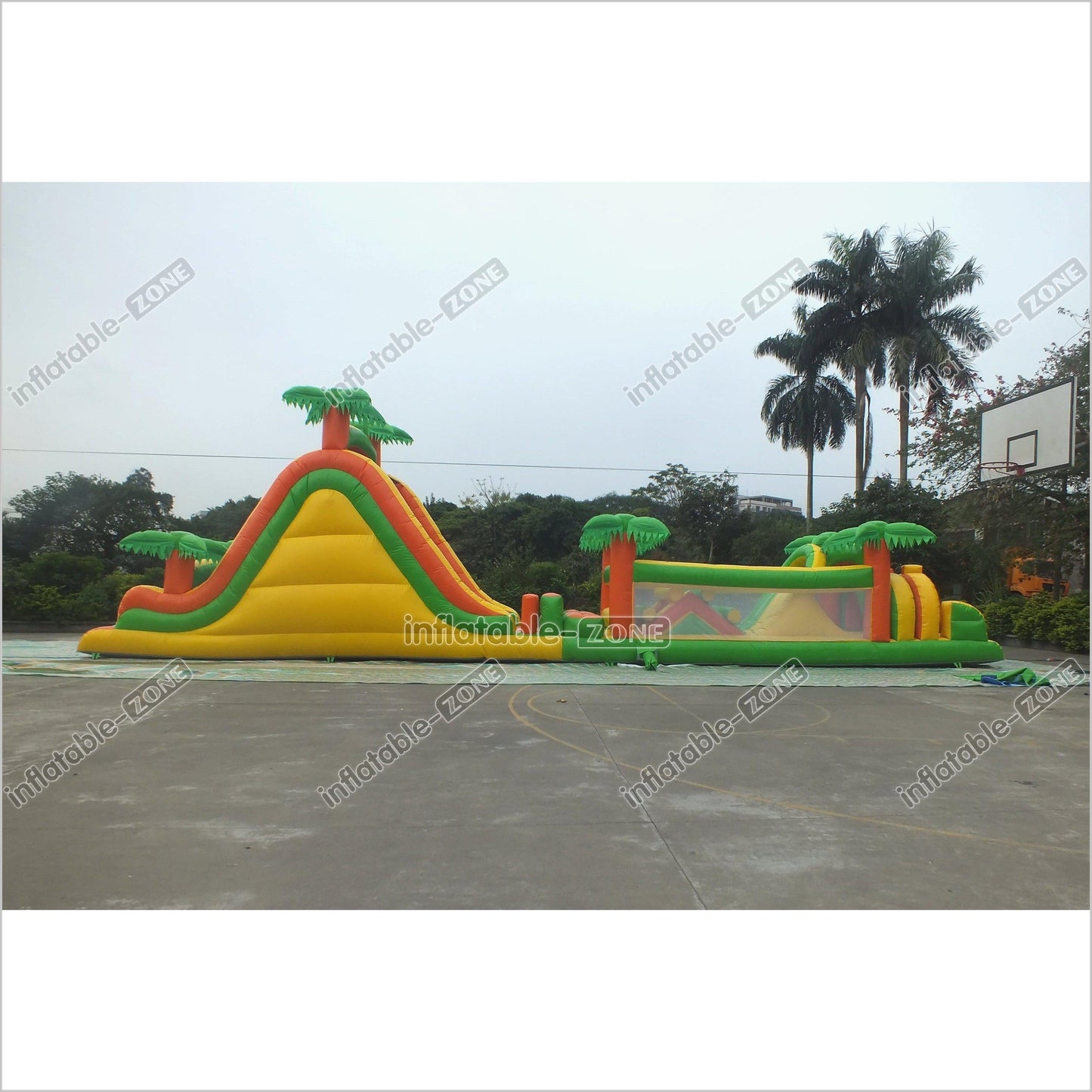 Tropical Obstacle Course Jumper Rental Inflatable Fun Run Assault Course Bouncy Castle For Sale - Inflatable-Zone