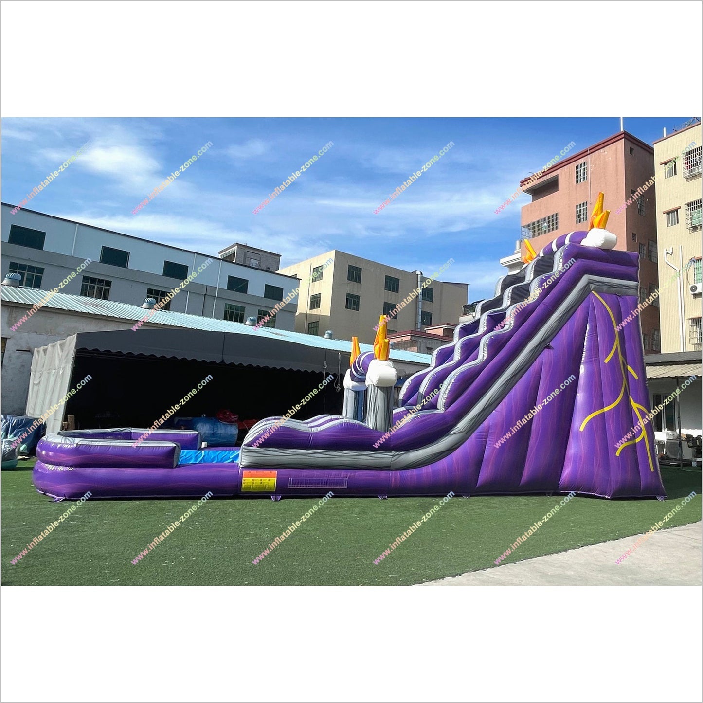 Thunder And Lightning Waterslide Pool Inflatable Blazing Flame Big Soft Play Near Me Water Slide Bouncy Castle Hire