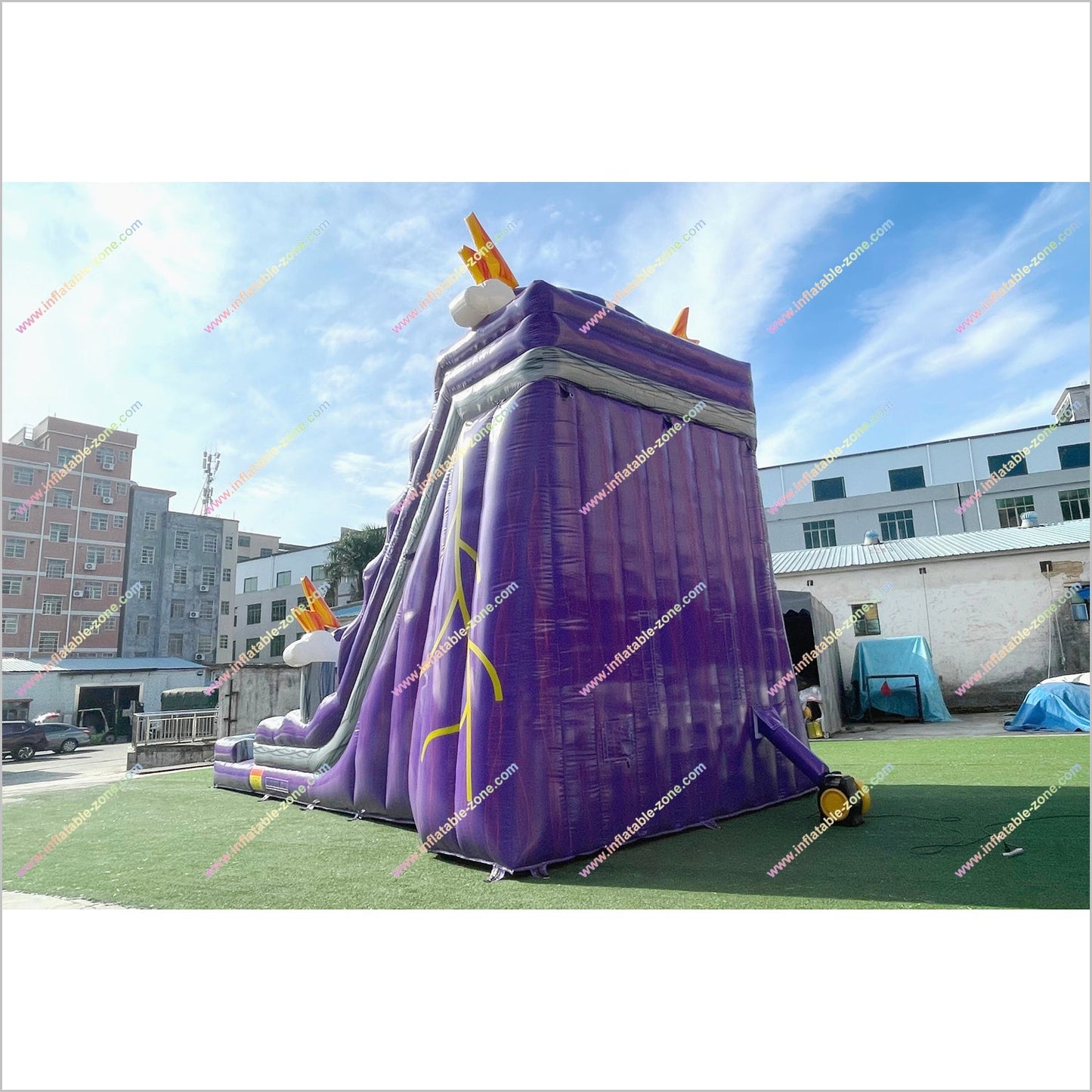 Thunder And Lightning Waterslide Pool Inflatable Blazing Flame Big Soft Play Near Me Water Slide Bouncy Castle Hire