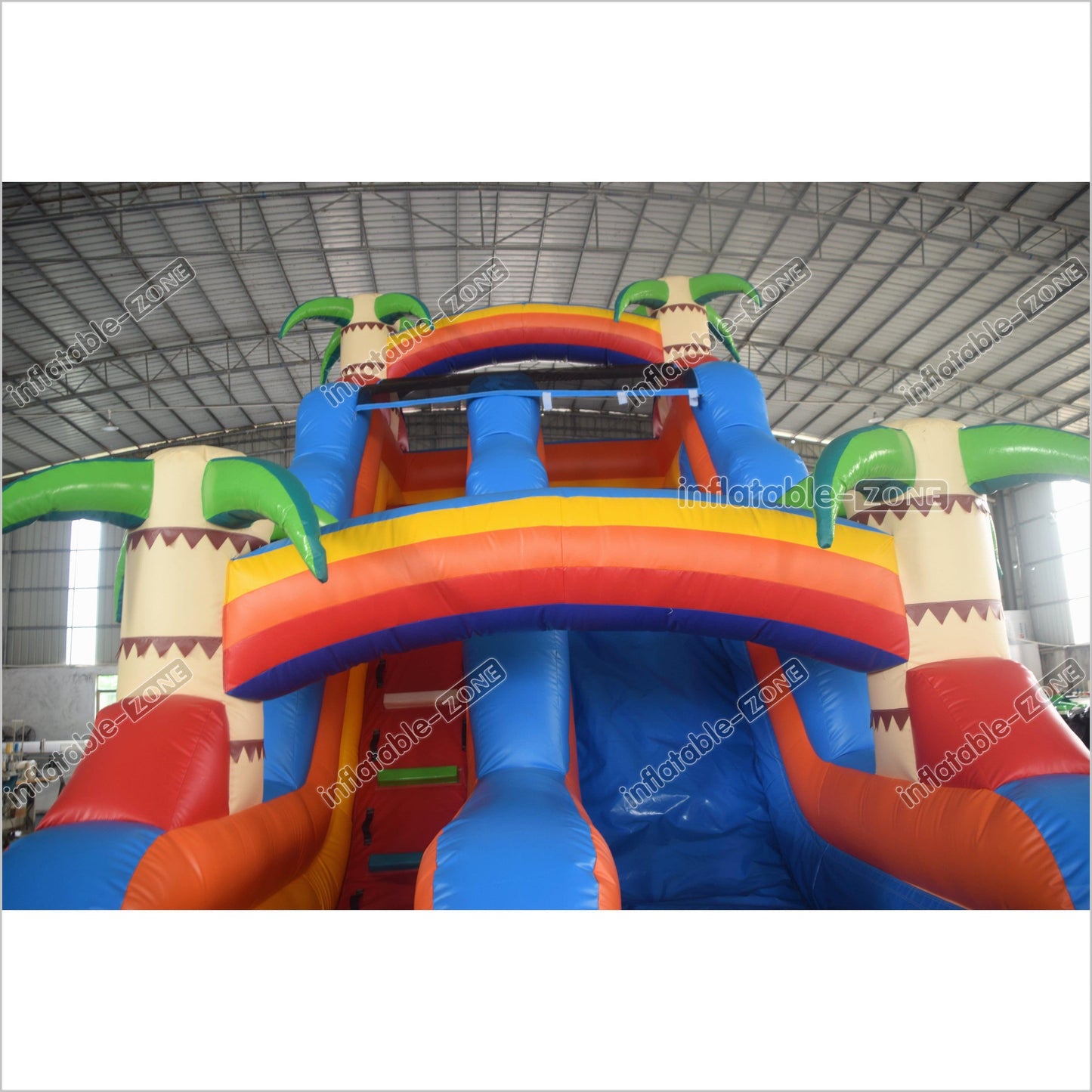 Palm Paradise Inflatable Water Slide Tropical Single Lane Wet Dry Waterslide Inflatable Pool - Inflatable-Zone