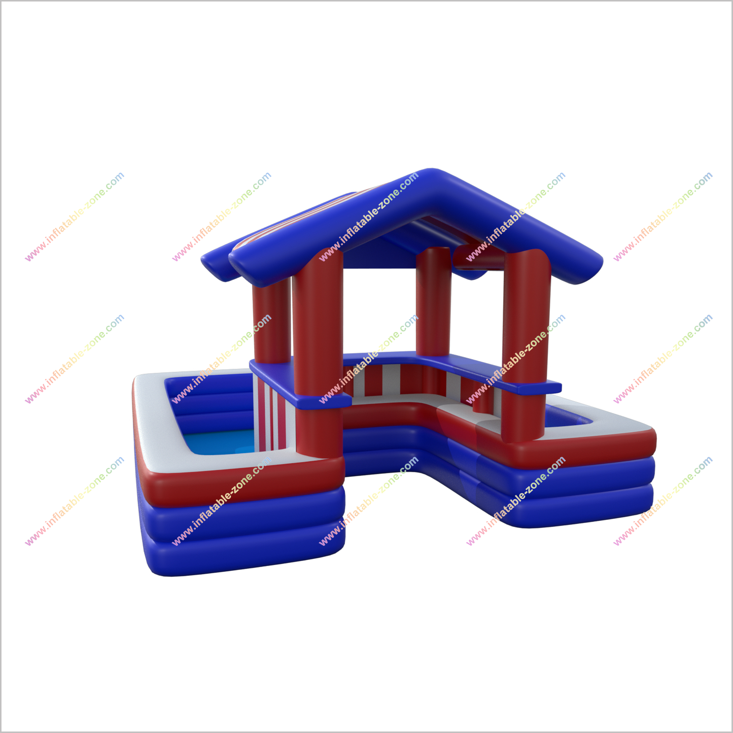 American Flag Theme Inflatable Pool Bars Blow Up Water Pub Pool Bar - Inflatable-Zone
