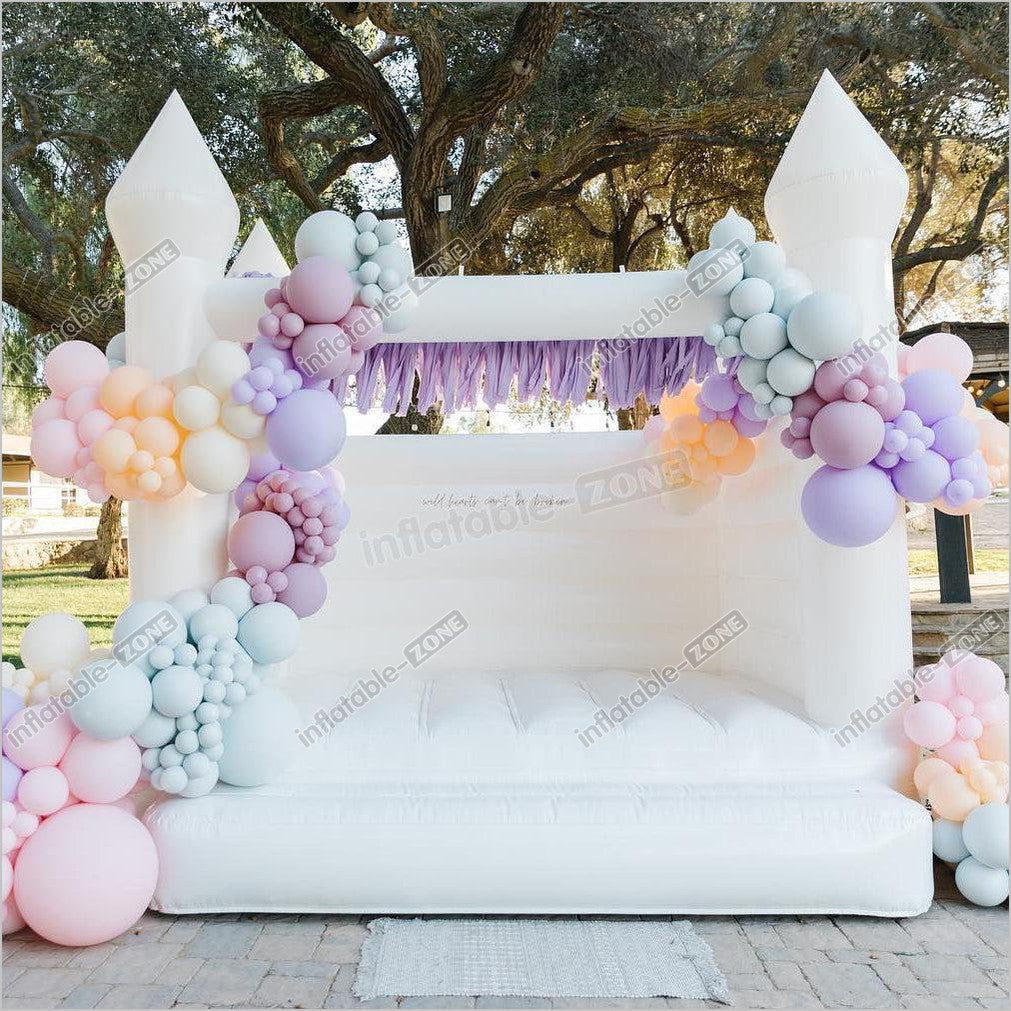 White Blow Up Castle White Bounce House Wedding Large White Bounce House Outdoor - Inflatable-Zone