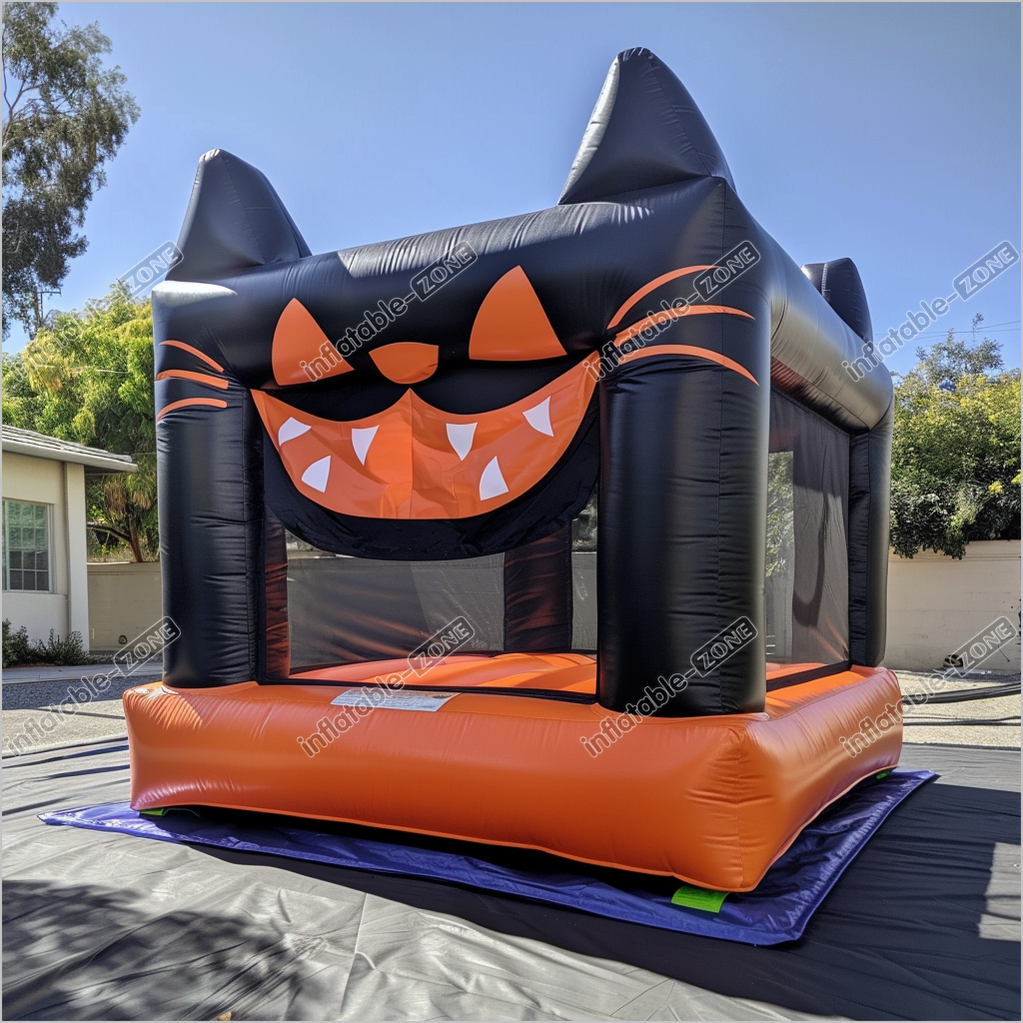 Spooky Inflatable Black Cat Halloween Bounce House Near Me Happy Hop Castle Bouncer For Party - Inflatable-Zone