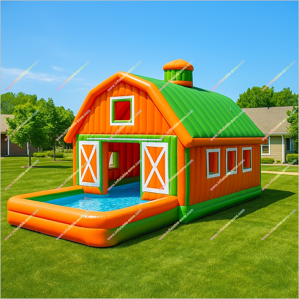 Summer Fun Inflatable Barn Pool Best Outdoor Play Area Near Me Inflatable House Pool Barn