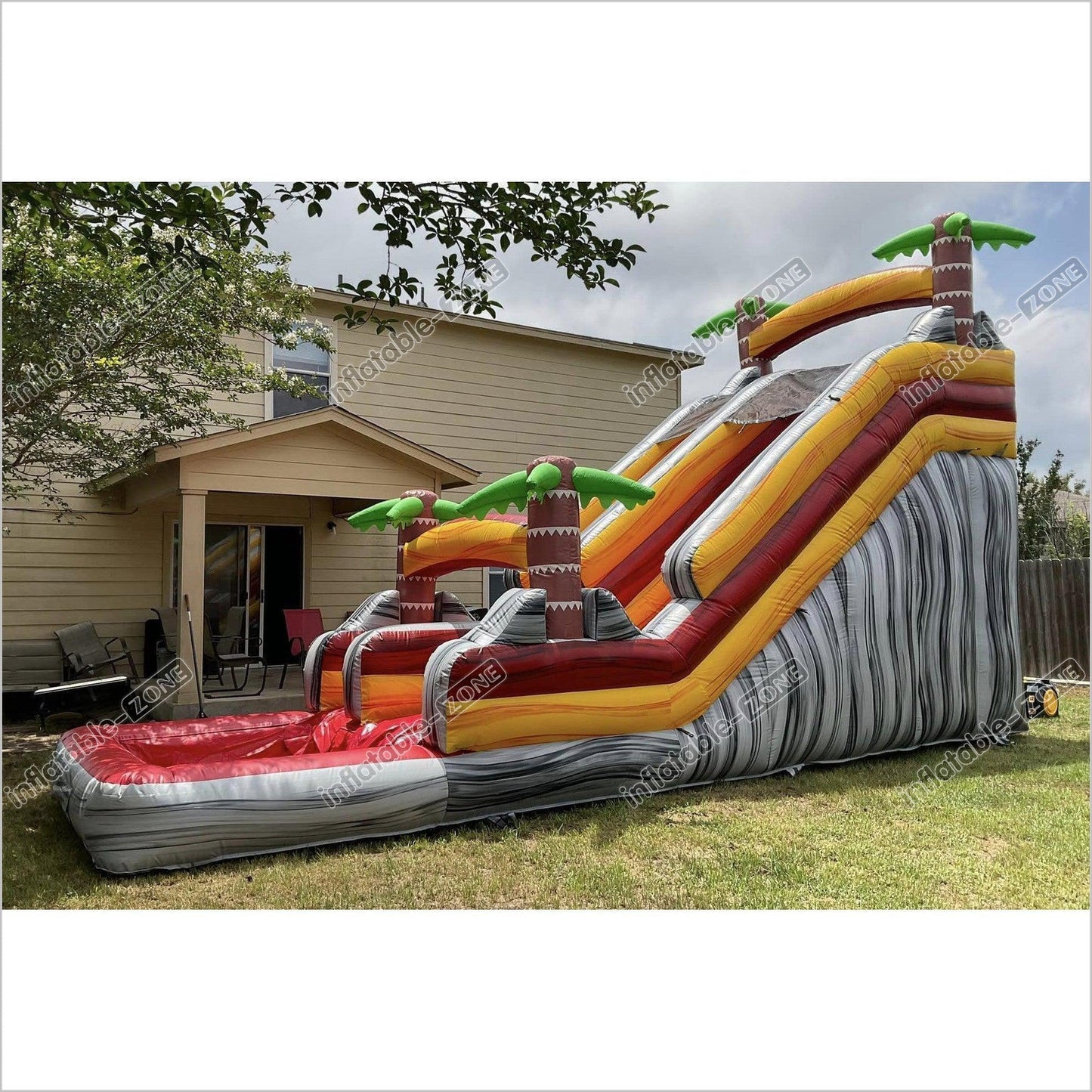 Water Bouncy Castle Blow Up Slip And Slide Blast Double Inflatable Pool Sunny Fun Bouncewave - Inflatable-Zone