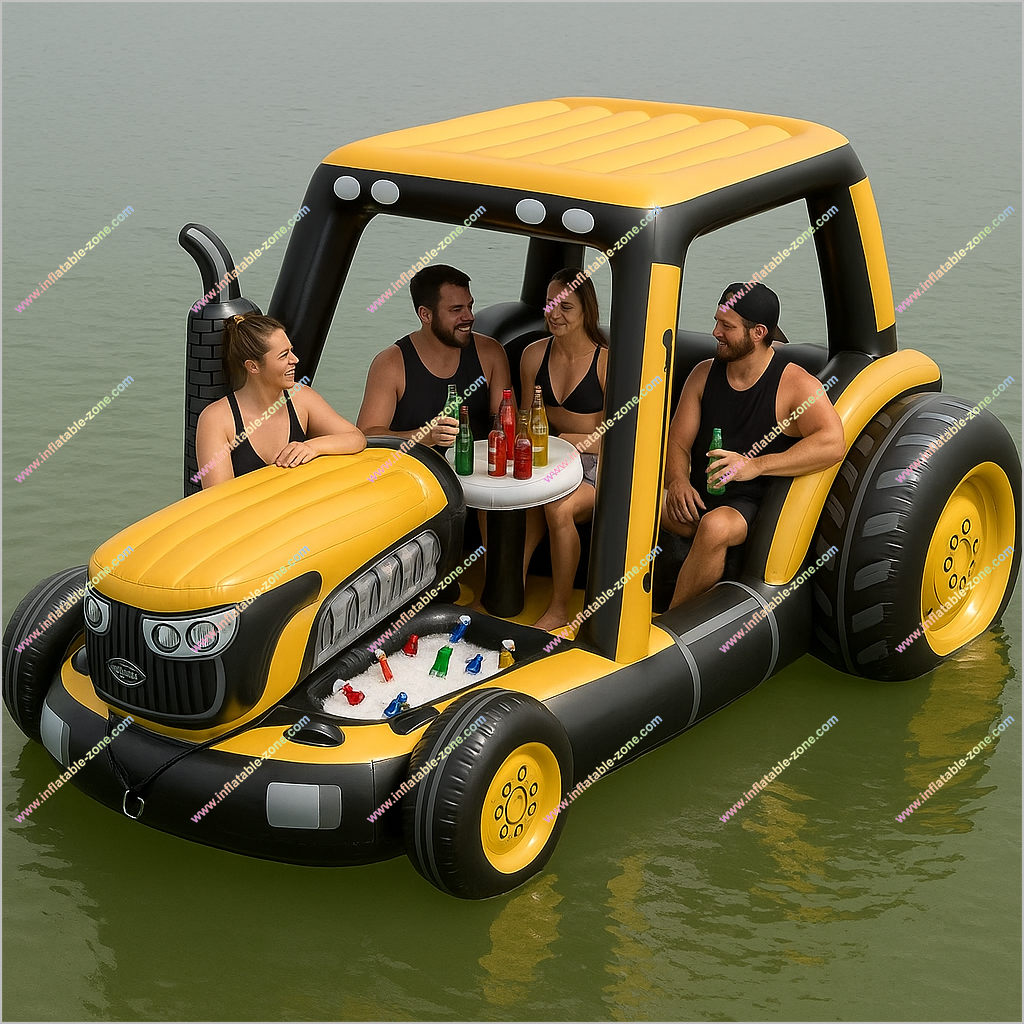Bold Yellow Inflatable Tractor Float Group Relaxation And Fun Inflatable Tractor Lake Float For Sunny Days