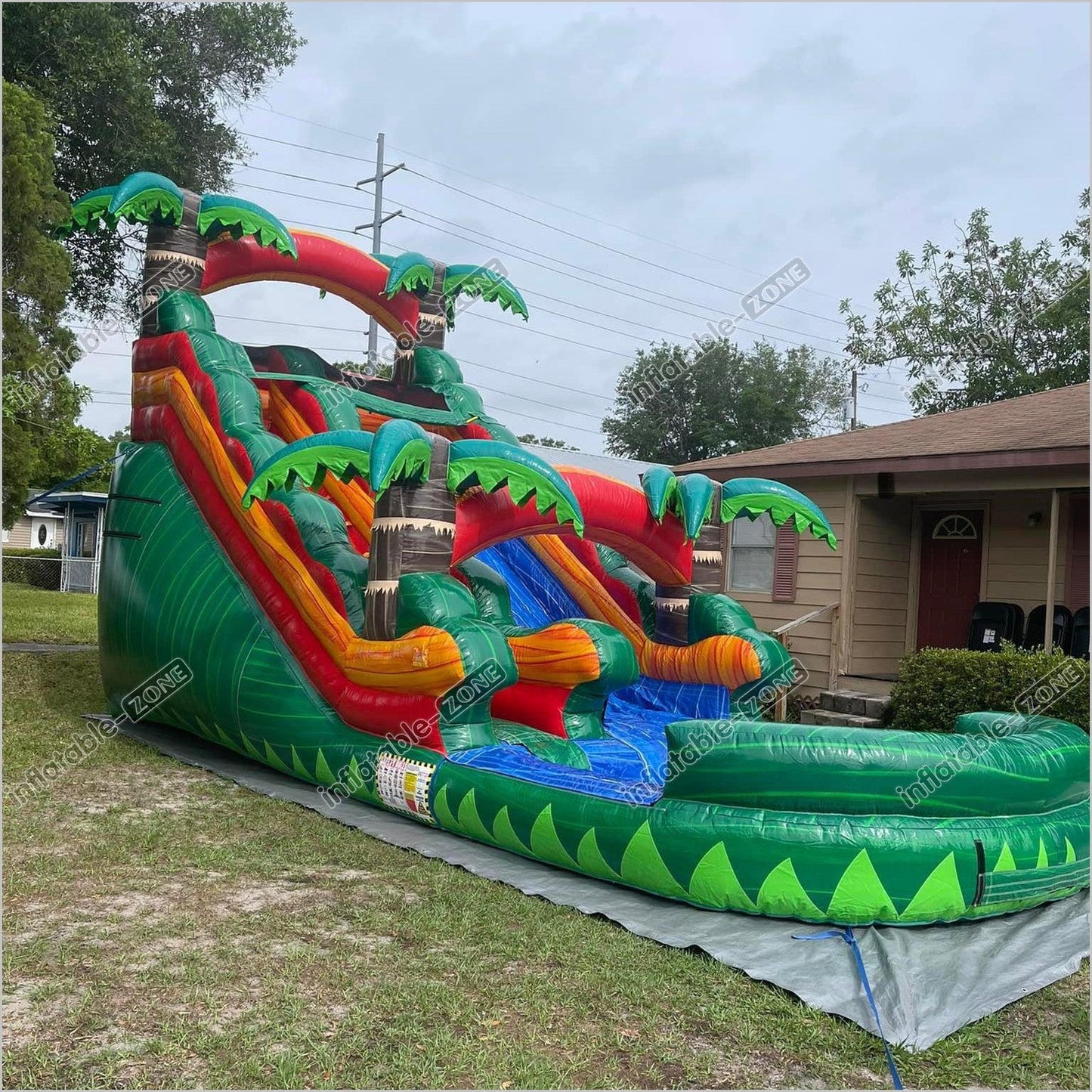 Blow Up Pool Water Slide Jumping Castle Home Bouncy Large Waterslide - Inflatable-Zone