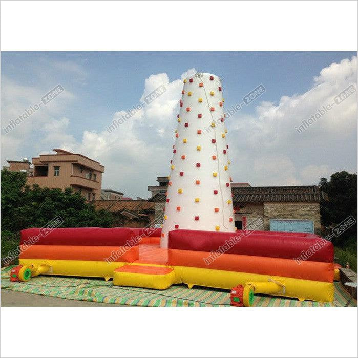 Children Inflatable Climbing Mountain White Inflatable Rock Climbing Wall With Fence Around