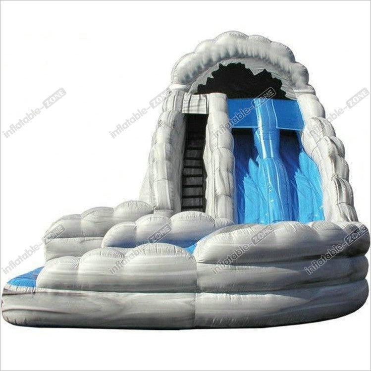 Dual Lane Curved Kids Inflatable Water Slide With Landing