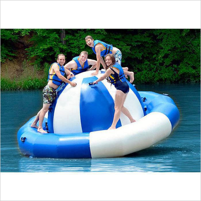 Water Park Inflatable Saturn Rocker , Attractive Blue Inflatable Water Game Spinner