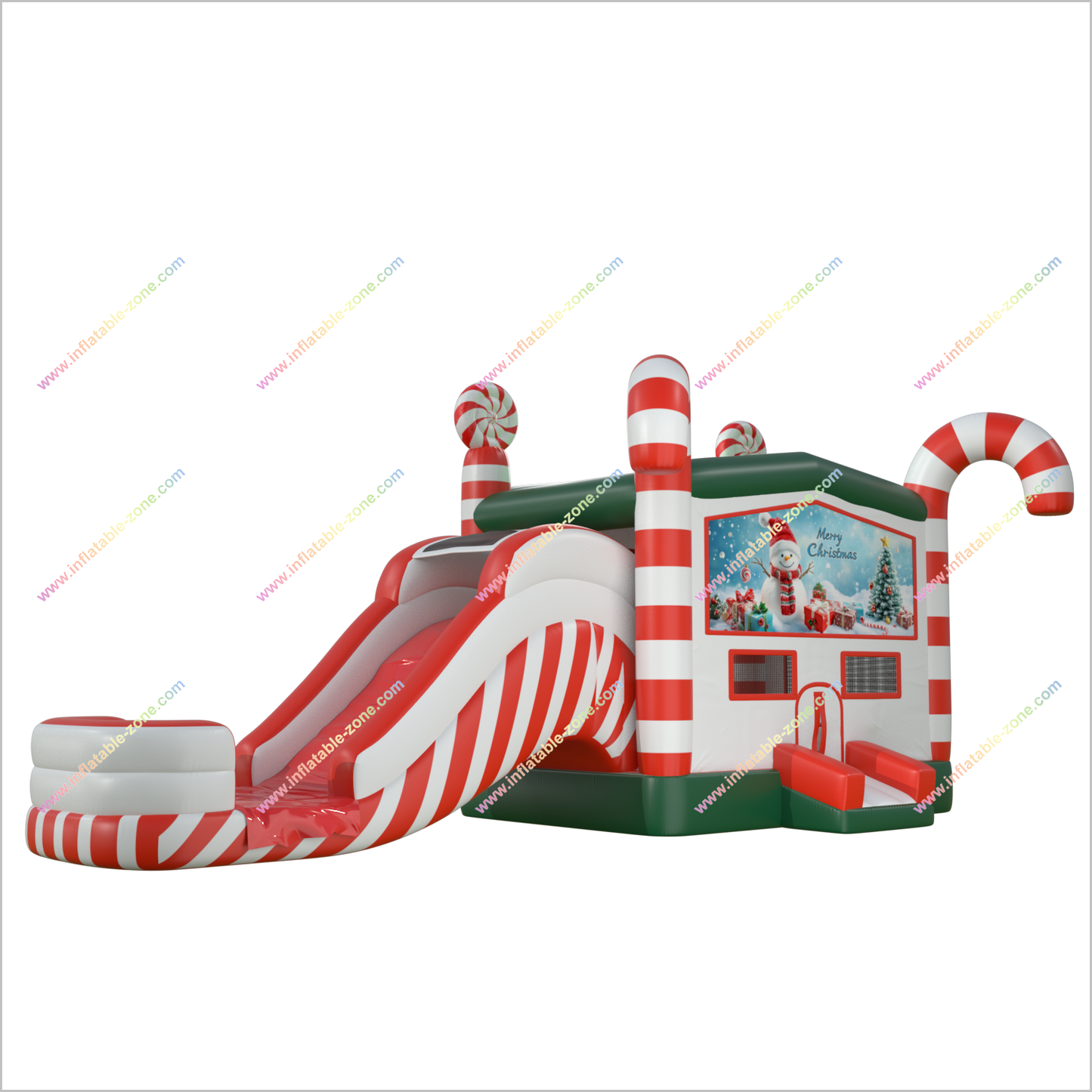 Christmas Candy Cane Bounce House And Water Slide Combo Bouncy Castle And Pool Inflatable Water Slide Rental Near Me - Inflatable-Zone