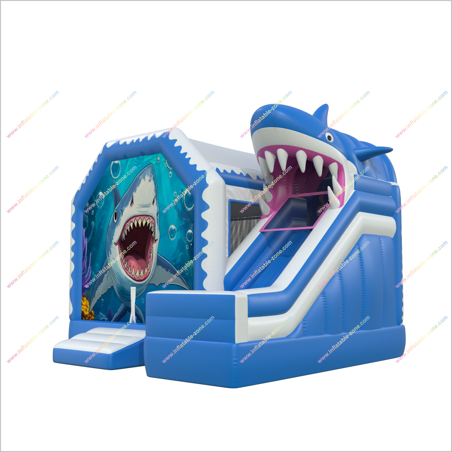 Shark Party Inflatable Castle Slide Soft Toy Combo Big Bounce House With Slide Inflatable Playground For Rent - Inflatable-Zone