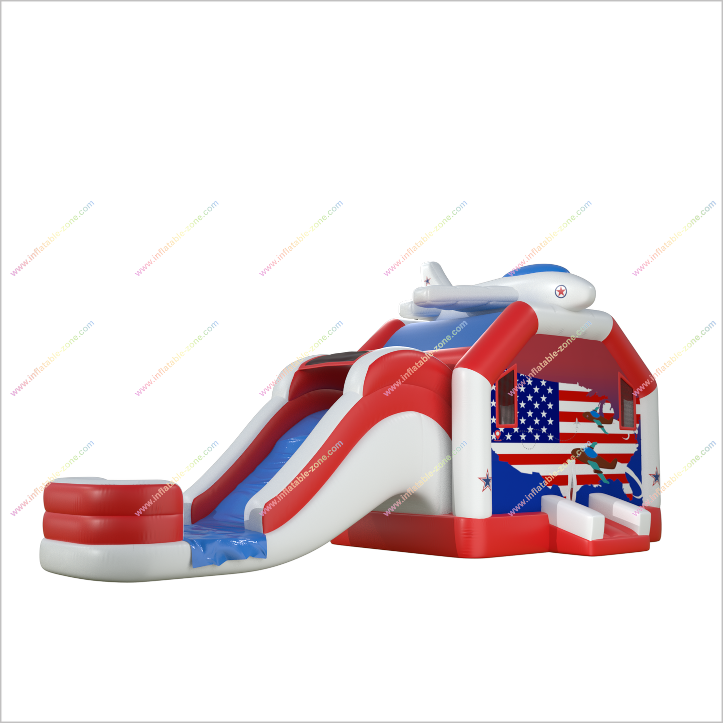Airplane Inflatable Bouncy Castle And Slide Combo Stars Stripes Inflatable Bounce House And Water Slide - Inflatable-Zone