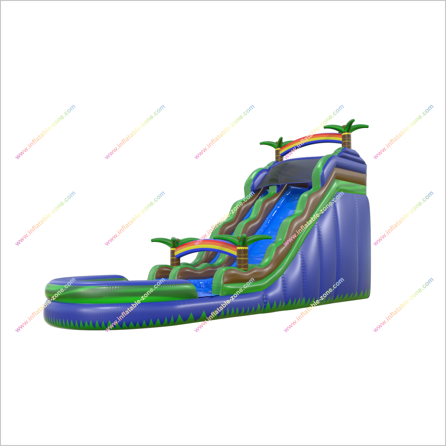 Inflatable Jungle Water Slide Bouncy Jump Castle Bouncer Outdoor Inflatable Palm Trees Water Slide Pool - Inflatable-Zone