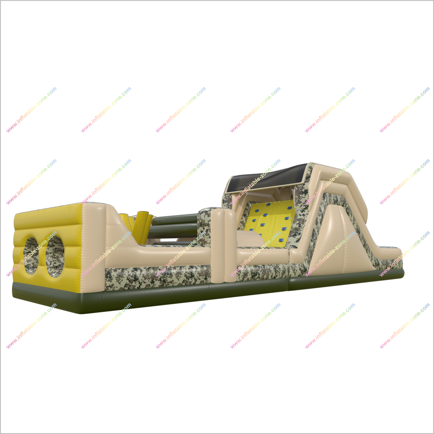 Long Army Inflatable Obstacle Course Outdoor Adults Inflatable Camouflage Obstacle Challenge Course Kids Playground - Inflatable-Zone