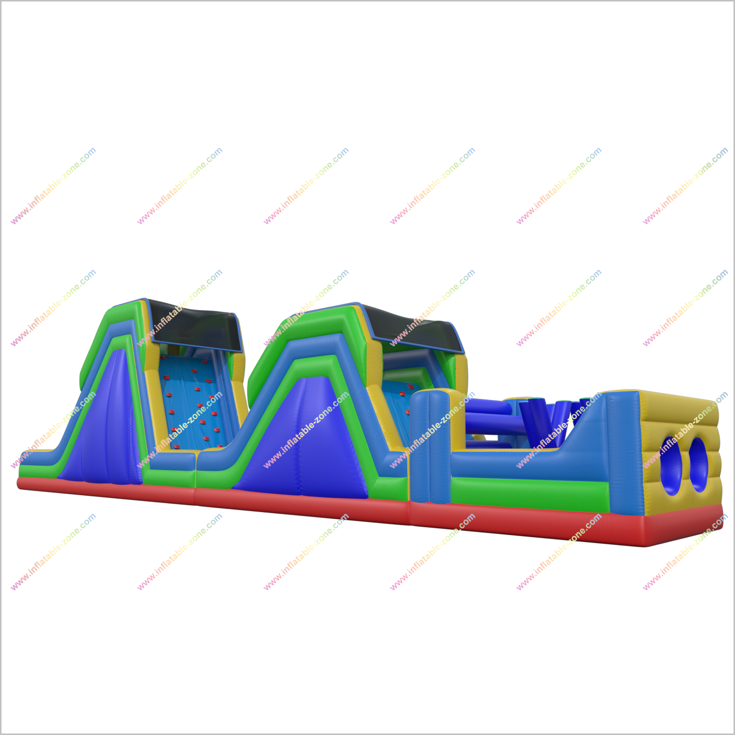 Inflatable Rainbow Obstacle Course Soft Rock Wall Climb And Double Slide Inflatable Obstacle Course Races - Inflatable-Zone