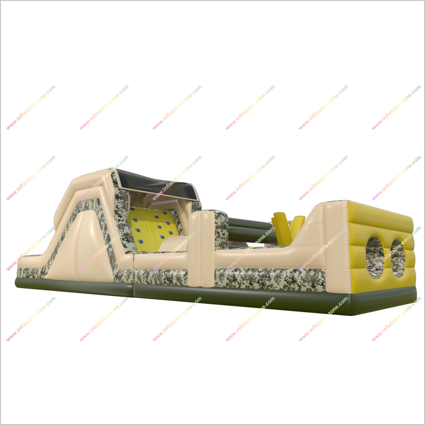 Long Army Inflatable Obstacle Course Outdoor Adults Inflatable Camouflage Obstacle Challenge Course Kids Playground - Inflatable-Zone