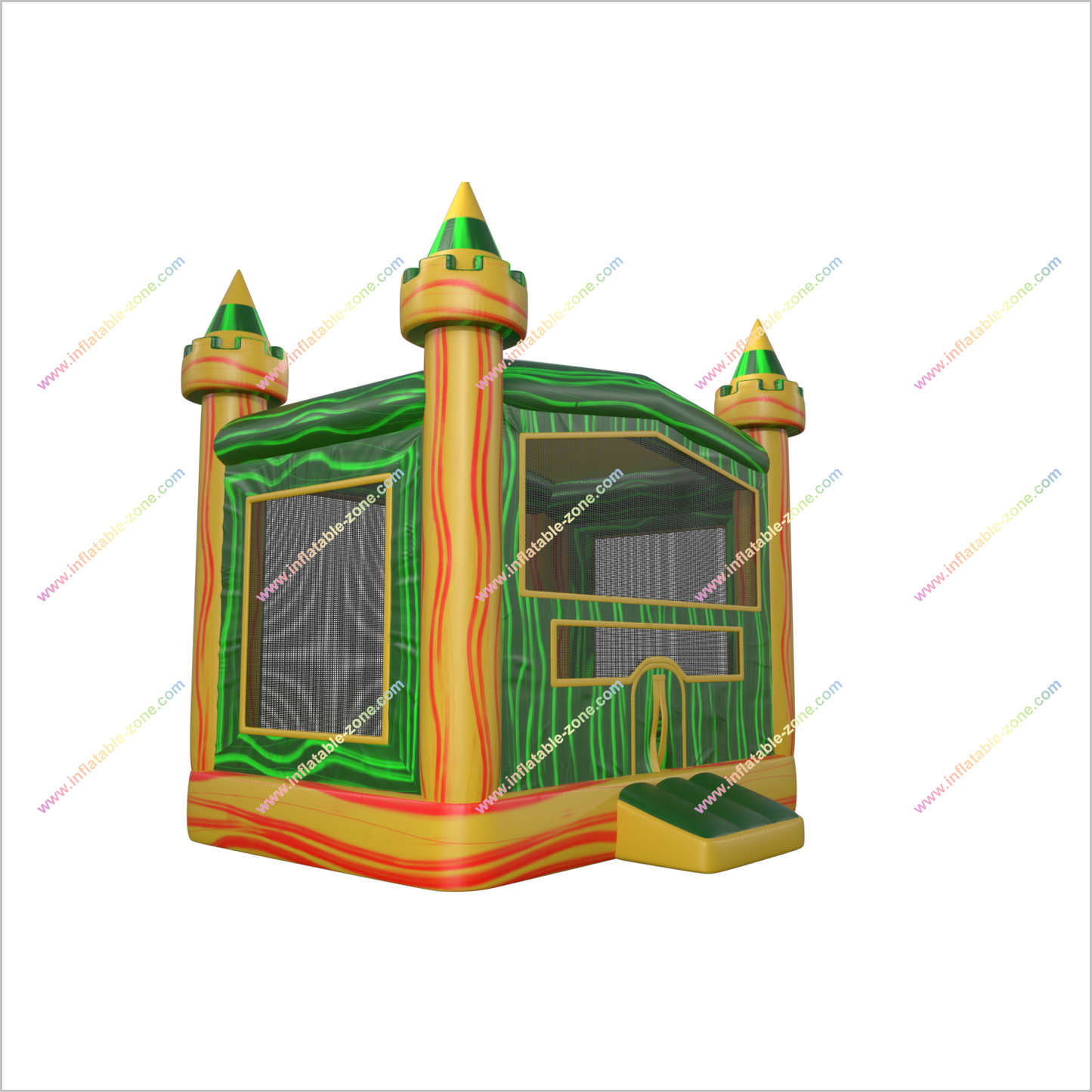 Jungle Castle Inflatable Bouncing House Marble Yellow And Green Inflatable Jumper Party Equipment Rental - Inflatable-Zone