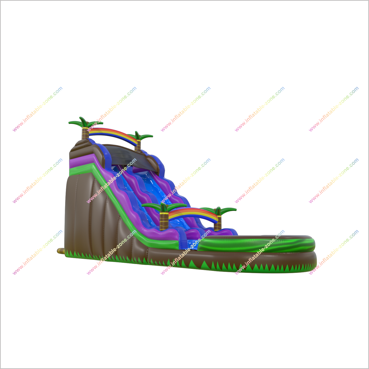 Palm Tree Bouncy Castle Inflatable Water Slide Big Water Jumpers Adult Backyard Water Slide With Pool - Inflatable-Zone