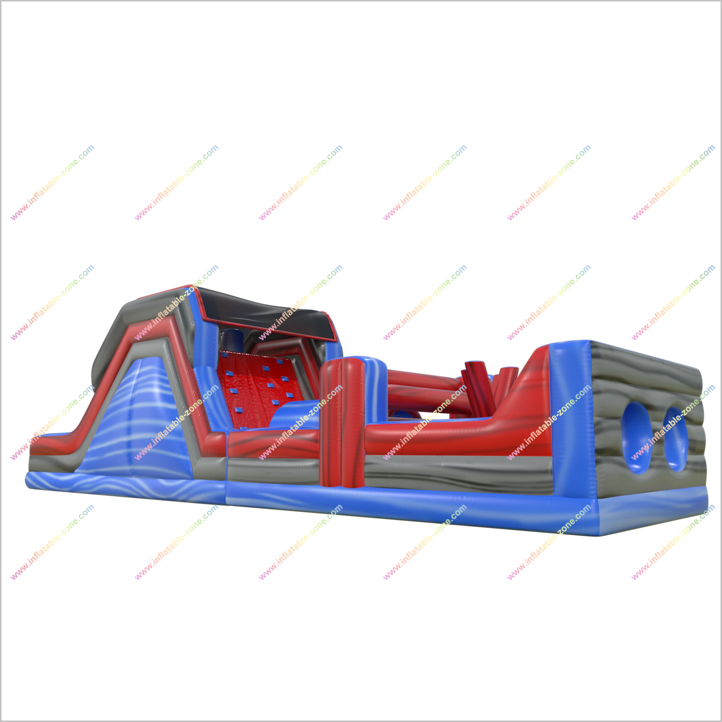 Happy Hop Obstacle Inflatable Course Bouncer Double Lane Slide Inflatable Rock Wall Obstacle Course Jumper - Inflatable-Zone