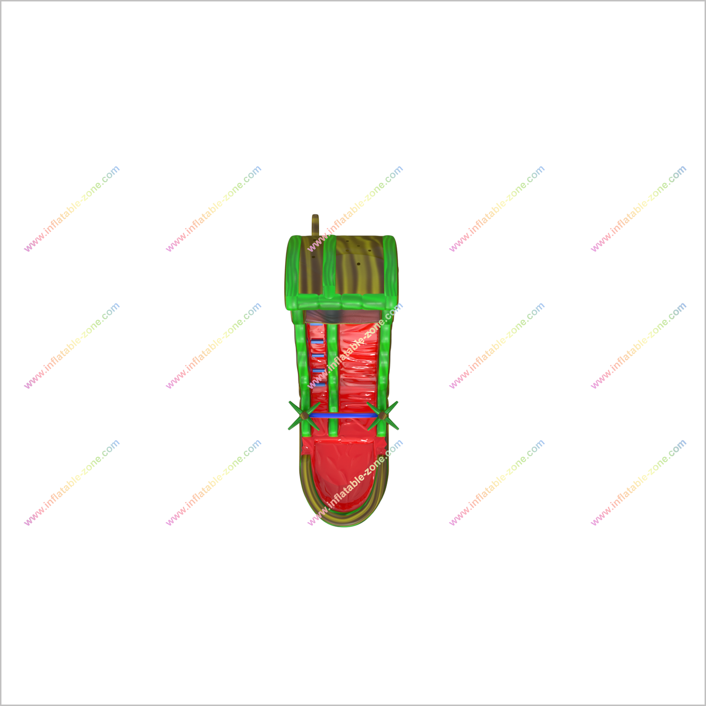 Green Wave Single Lane Inflatable Water Slide Outdoor Fun Commercial TROPICAL WaterSlide With Pool - Inflatable-Zone