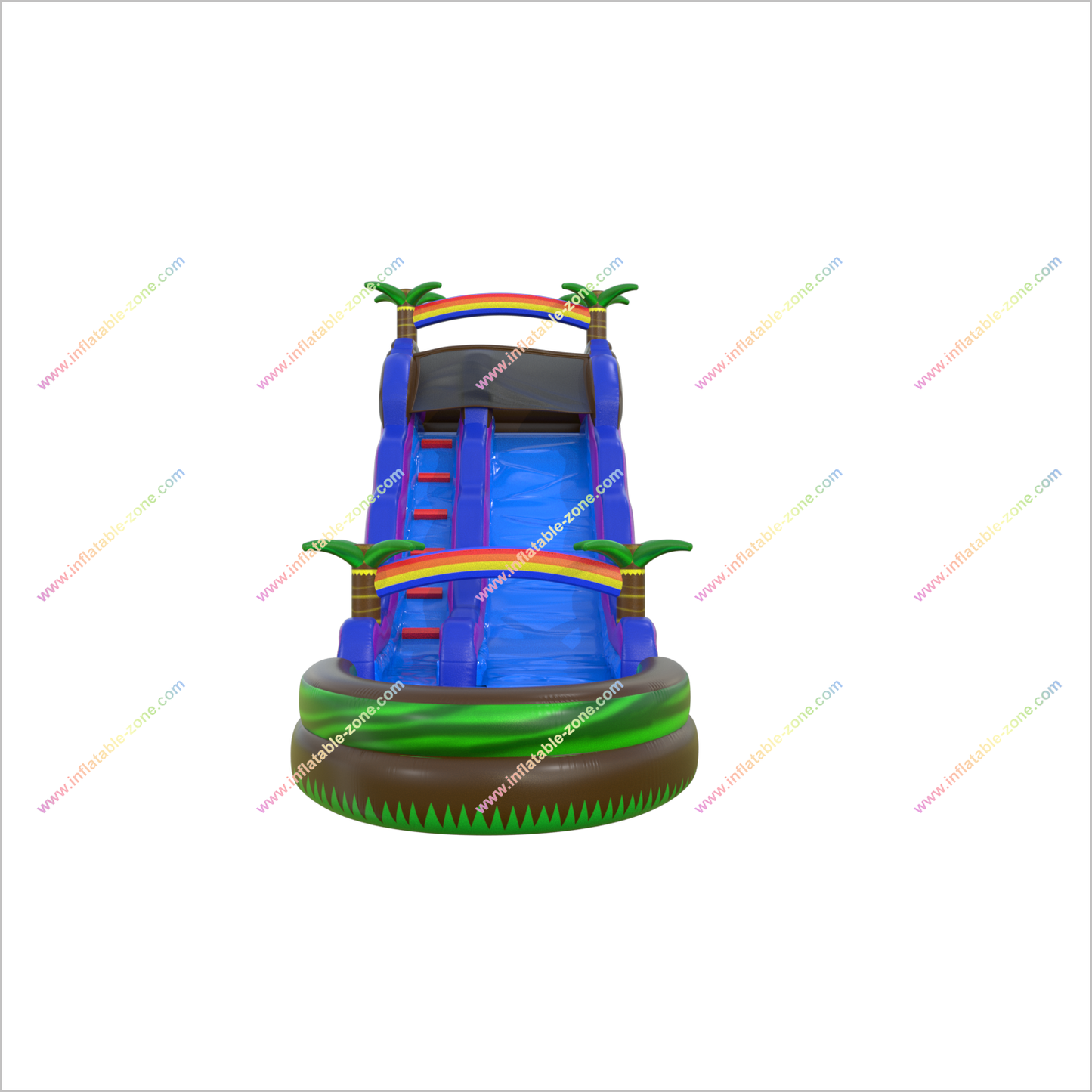Palm Tree Bouncy Castle Inflatable Water Slide Big Water Jumpers Adult Backyard Water Slide With Pool - Inflatable-Zone