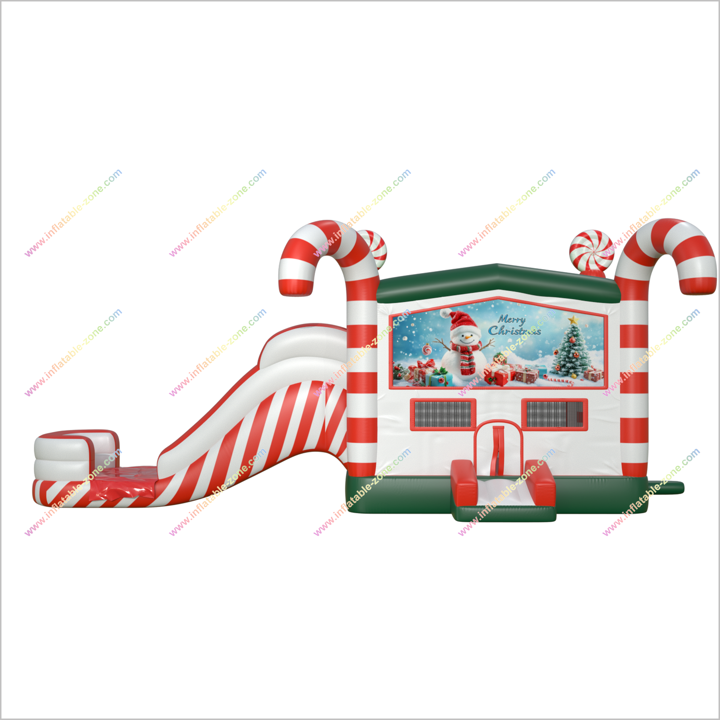 Christmas Candy Cane Bounce House And Water Slide Combo Bouncy Castle And Pool Inflatable Water Slide Rental Near Me - Inflatable-Zone
