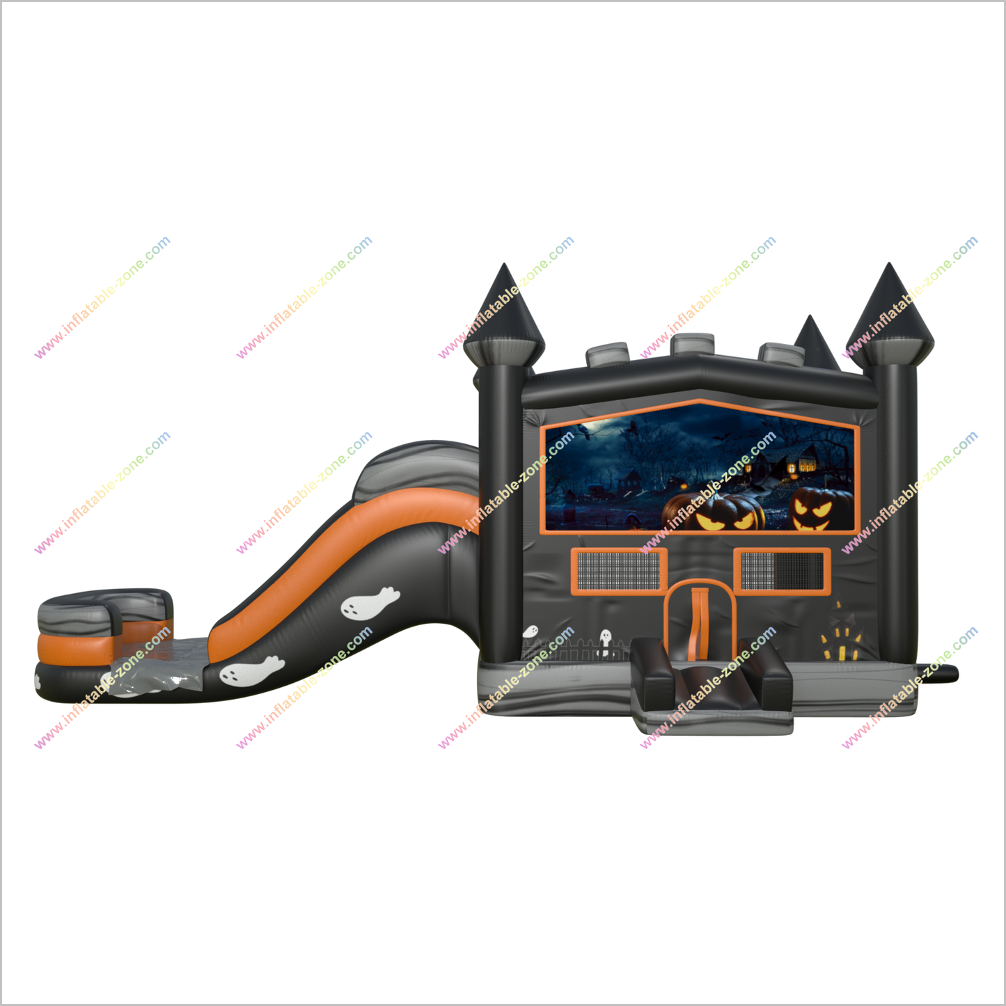 Halloween Ghost Pumpkin Inflatable Slide And Bounce House Jumping Castle And Water Slide Combo Inflatables For Rent - Inflatable-Zone