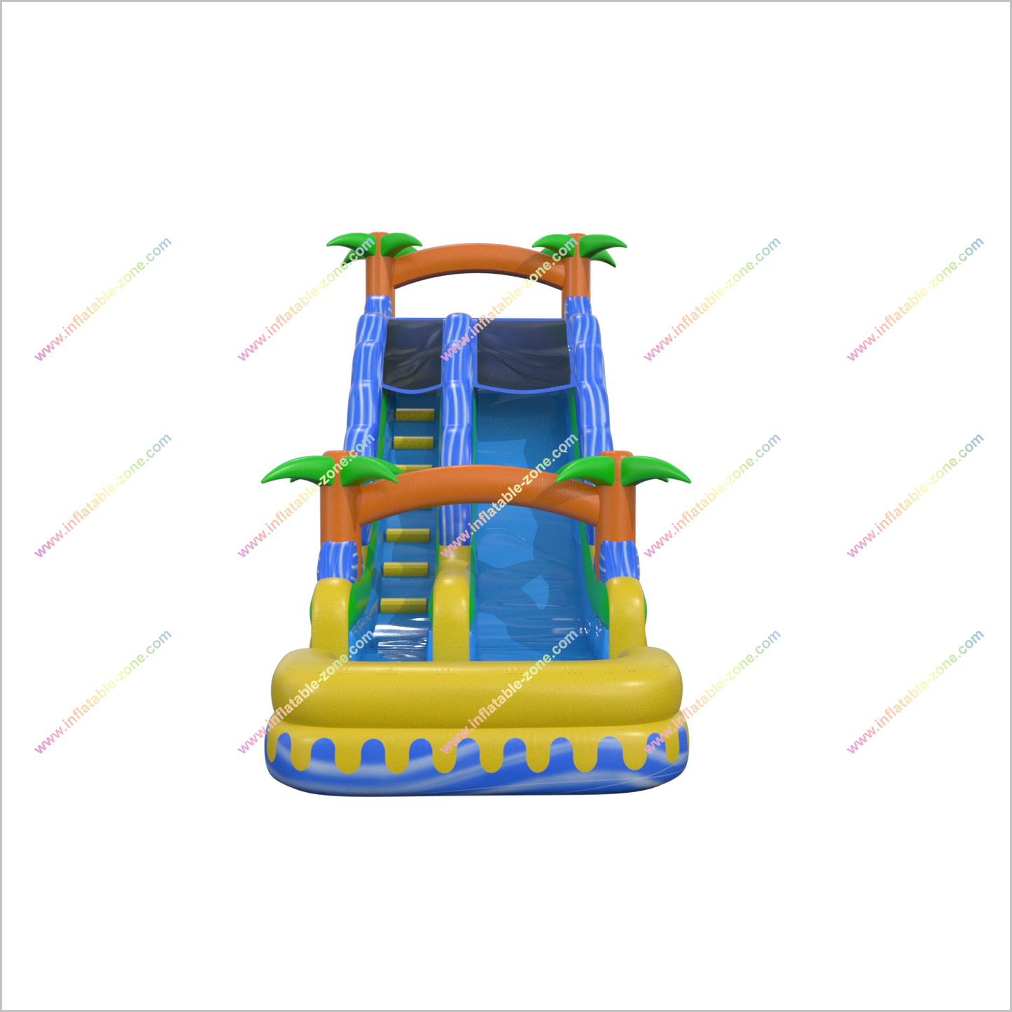 Backyard Waterslide Jumps Inflatable Water Play Tropical Wave Slide Large Inflatable Pool Slide - Inflatable-Zone