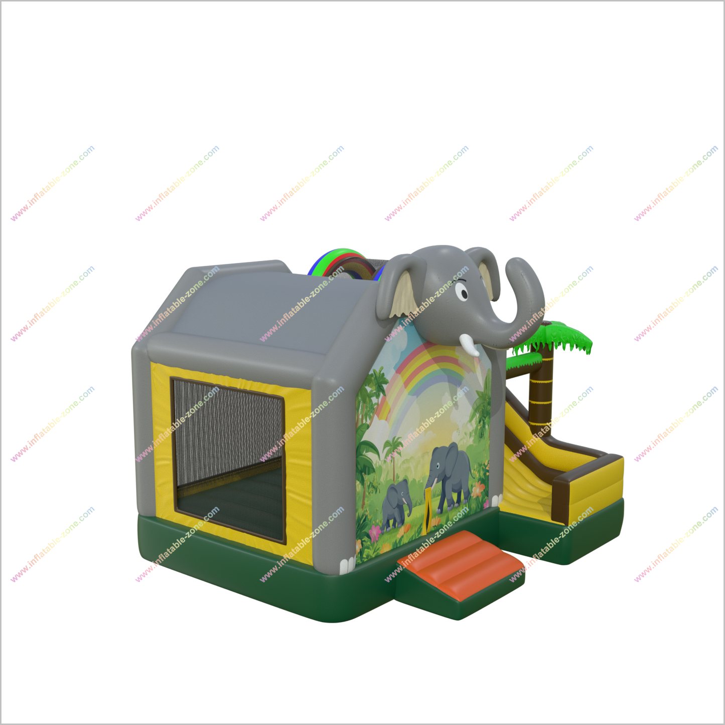 Inflatable Elephant Bouncy Castles Slide Jungle Theme Party Buying Inflatable Bounce House Rainbow Slide Combo Sale - Inflatable-Zone