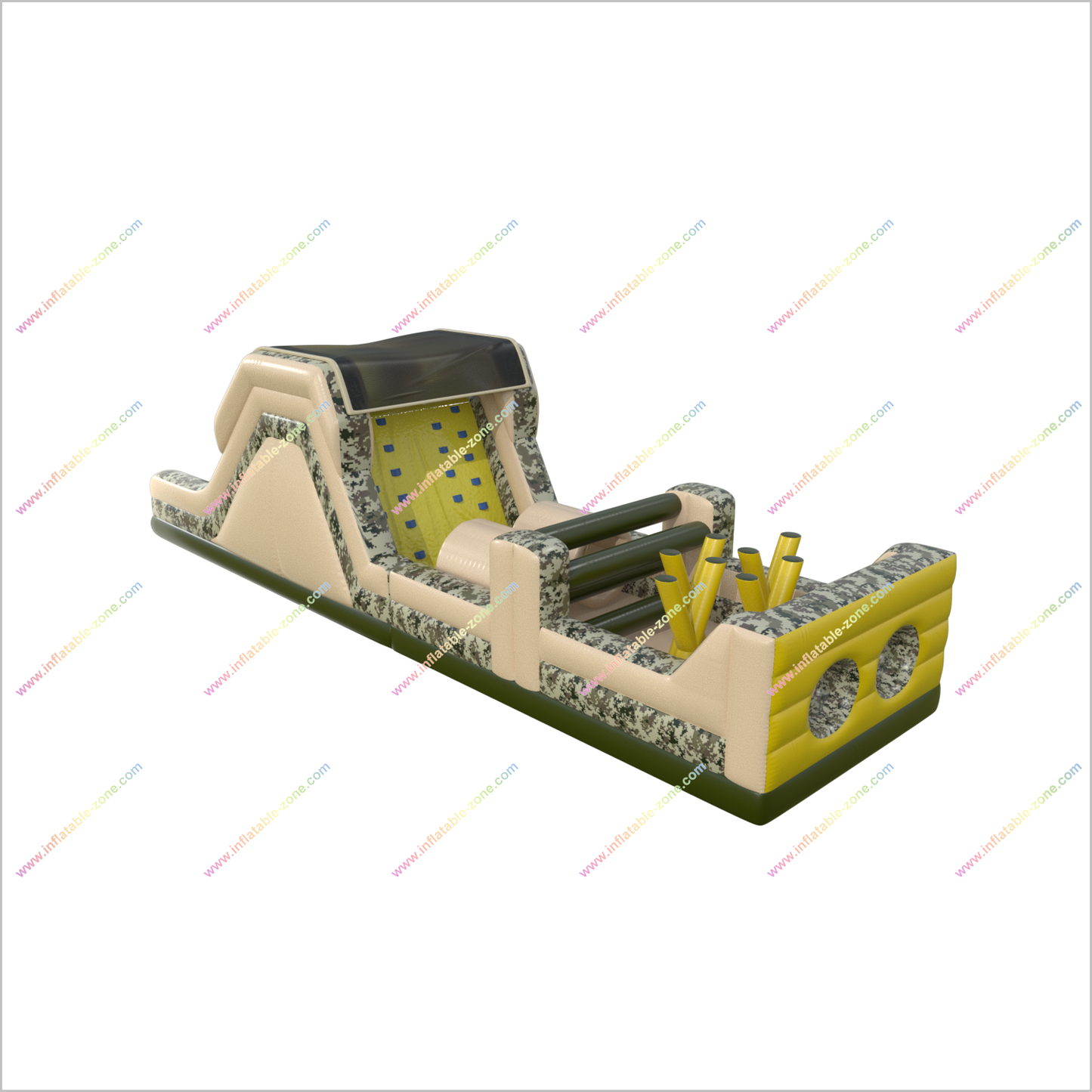 Long Army Inflatable Obstacle Course Outdoor Adults Inflatable Camouflage Obstacle Challenge Course Kids Playground - Inflatable-Zone